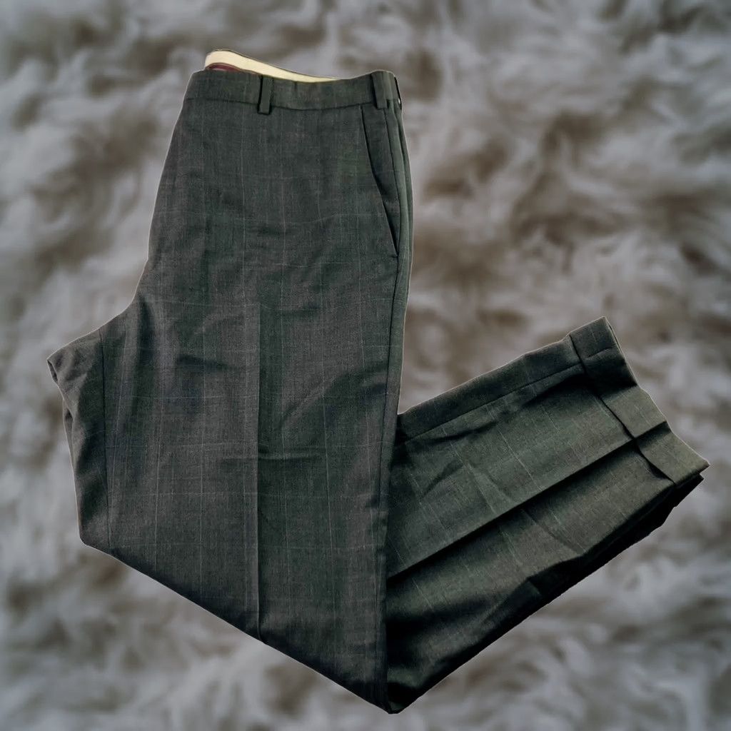 Vintage Hickey Freeman Men's Dress Pants Flat Front Plaid Gray 36x30 Size US 36 / EU 52 - 1 Thumbnail