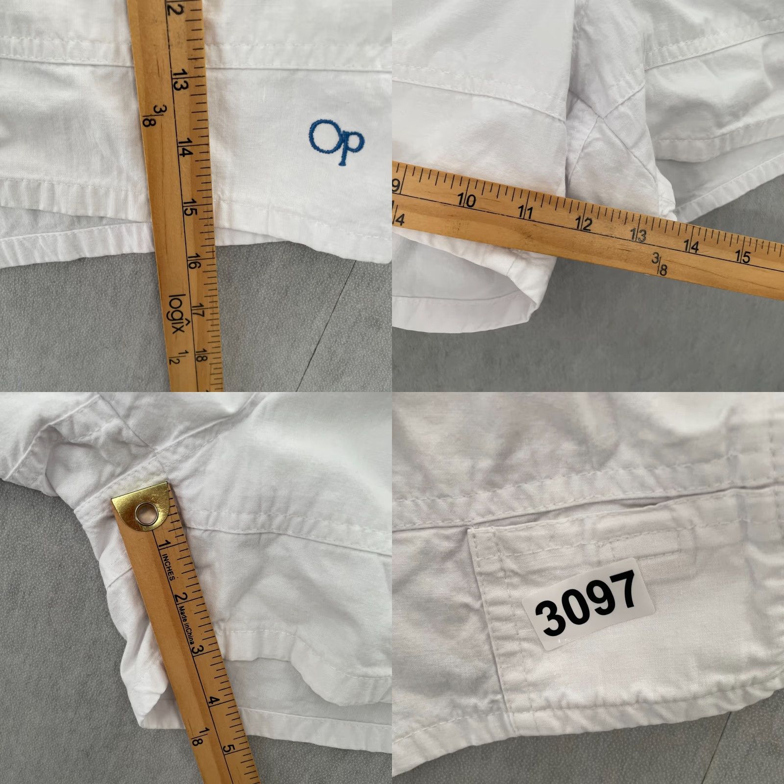 VINTAGE OP Adult Shorts 40 White Cotton Beach Longriders Corner Pocket USA Mens