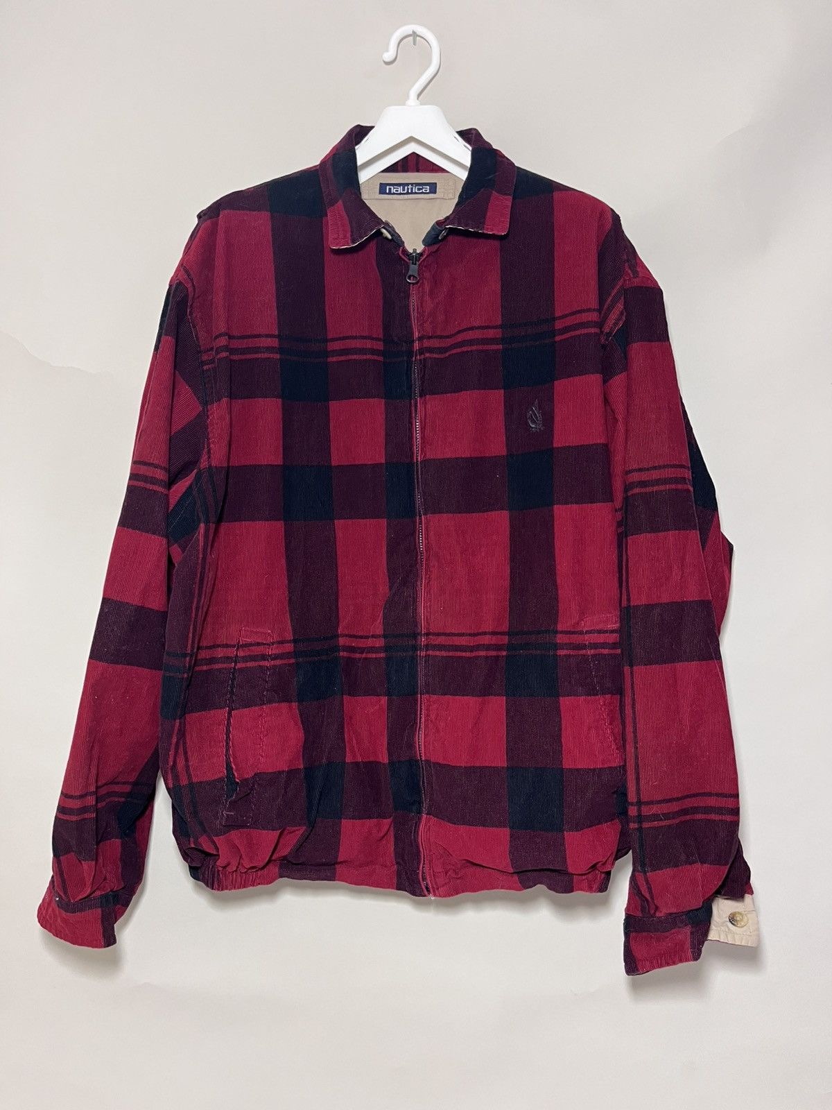 Nautica × Vintage 90s Rare Nautica Reversible Jacket Red corduroy Beige M-L Size US M / EU 48-50 / 2 - 2 Thumbnail