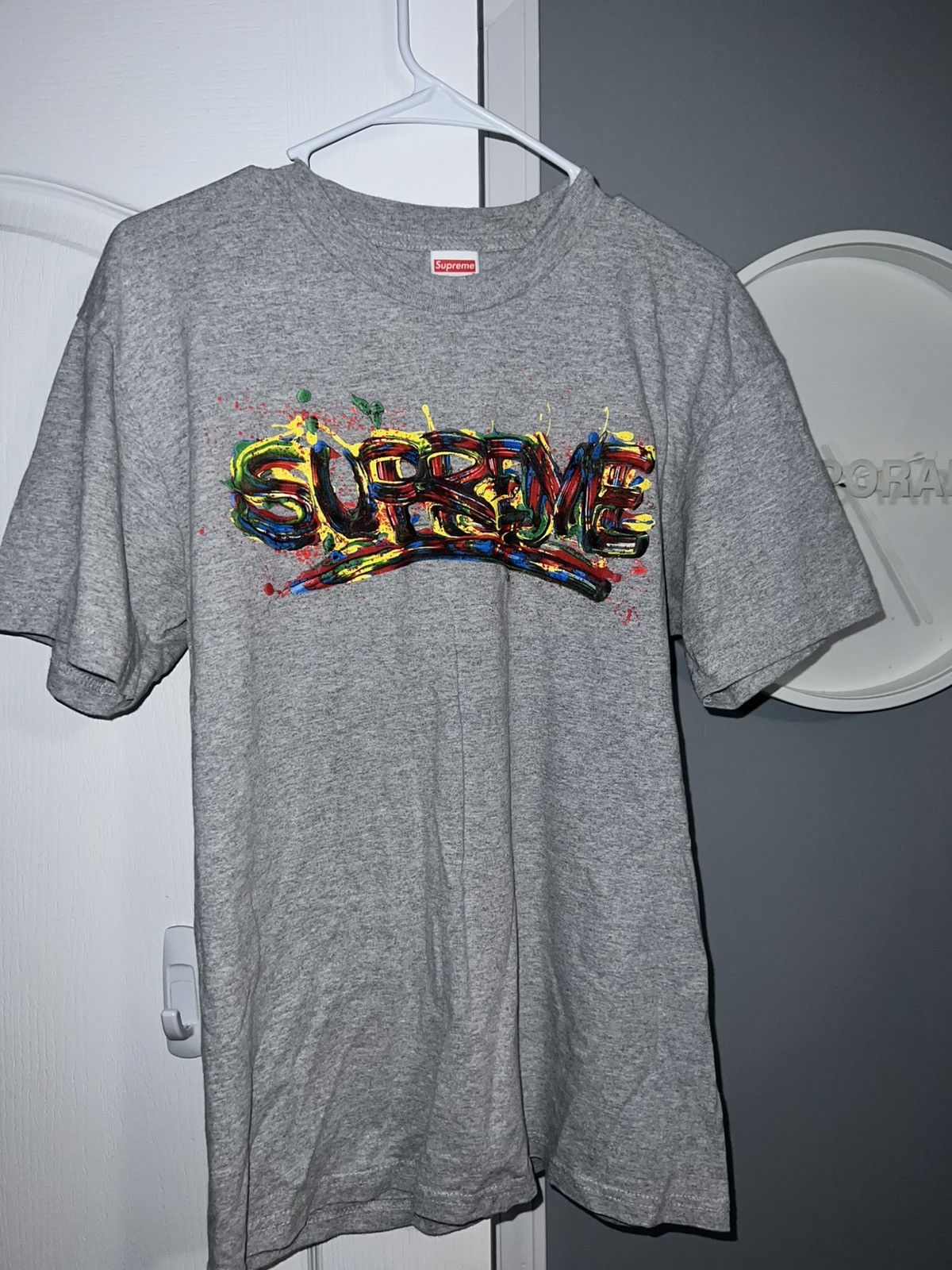 Supreme Supreme Paint Logo Tee - Heather Grey Size US M / EU 48-50 / 2 - 1 Thumbnail