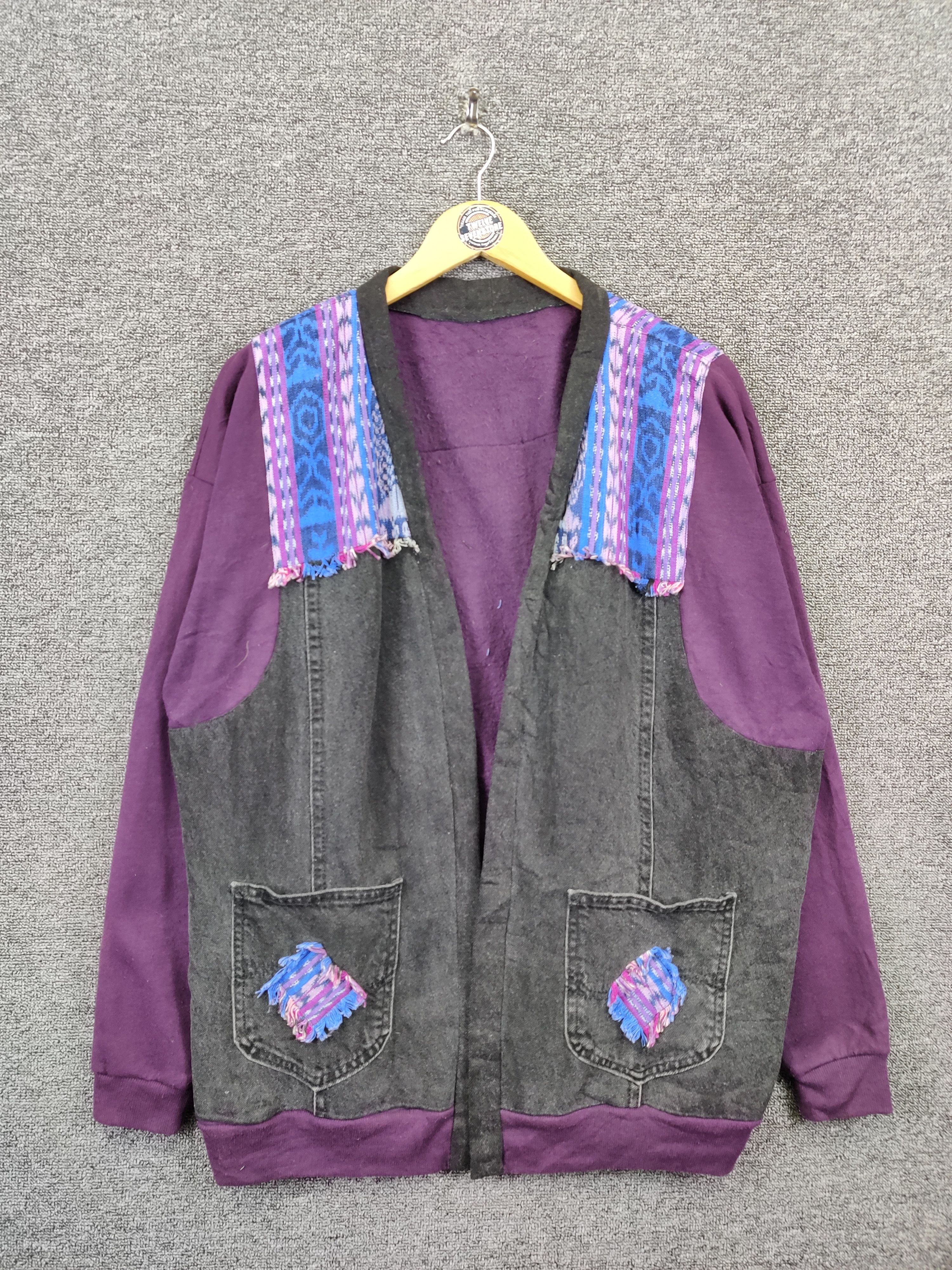 The Unbranded Brand Vintage Sashiko Denim Cardigan Jacket Nice Design Size US XL / EU 56 / 4 - 1 Thumbnail