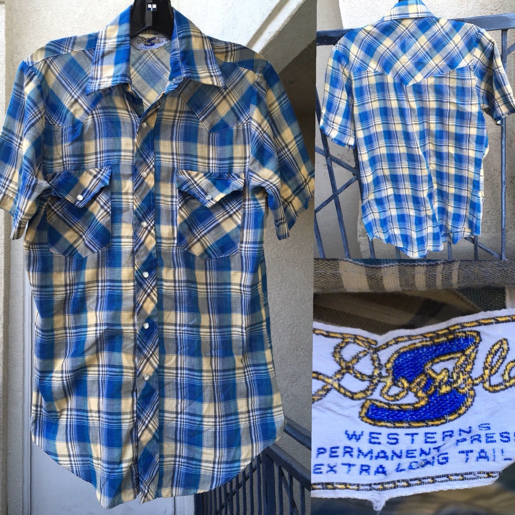 Vintage VINTAGE Double S Westerns Shirt Extra Long Tail Plaid Western Cowboy S Size US S / EU 44-46 / 1 - 2 Thumbnail