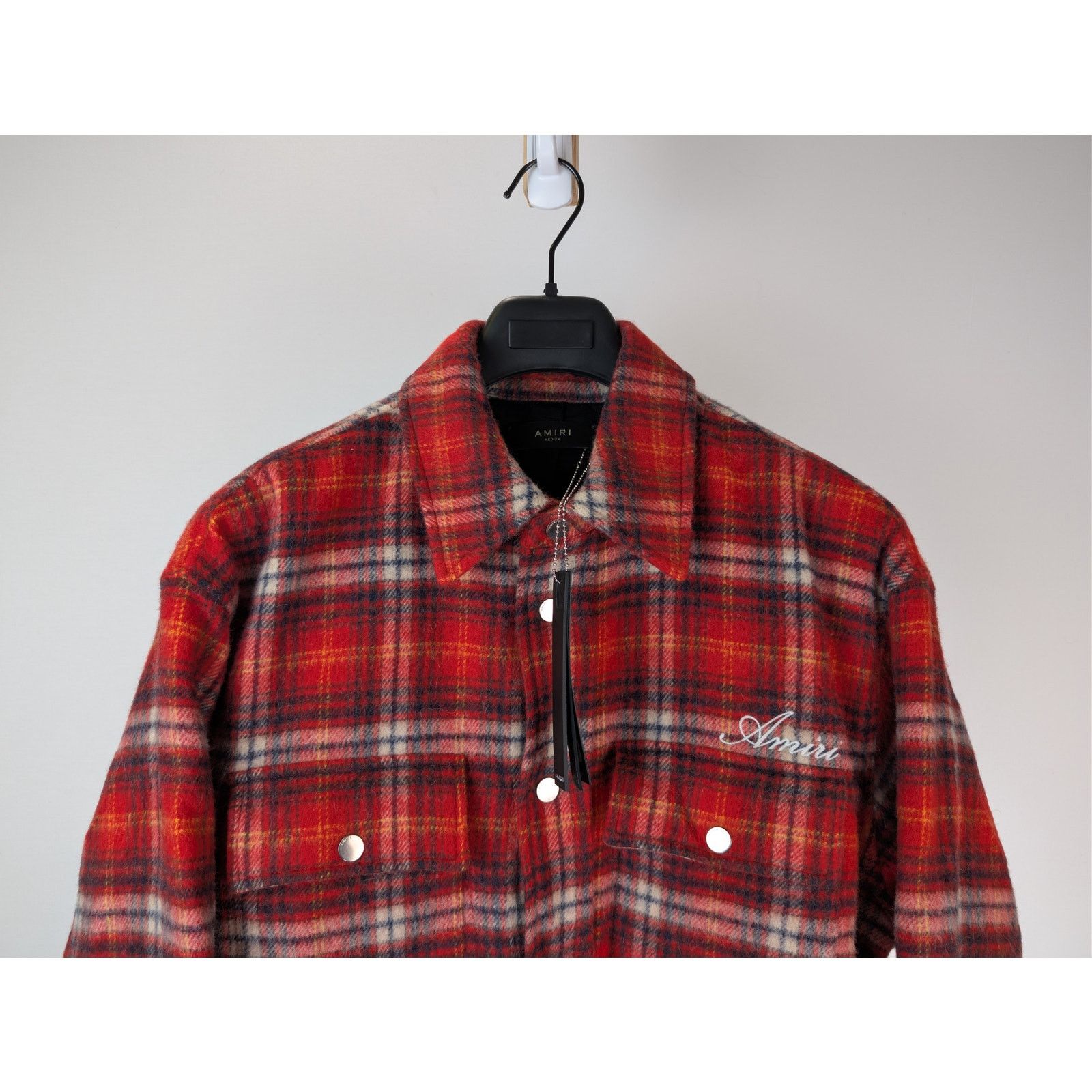 Amiri o1rshd1 Brushed Plaid Overshirt in Red Size US M / EU 48-50 / 2 - 3 Thumbnail