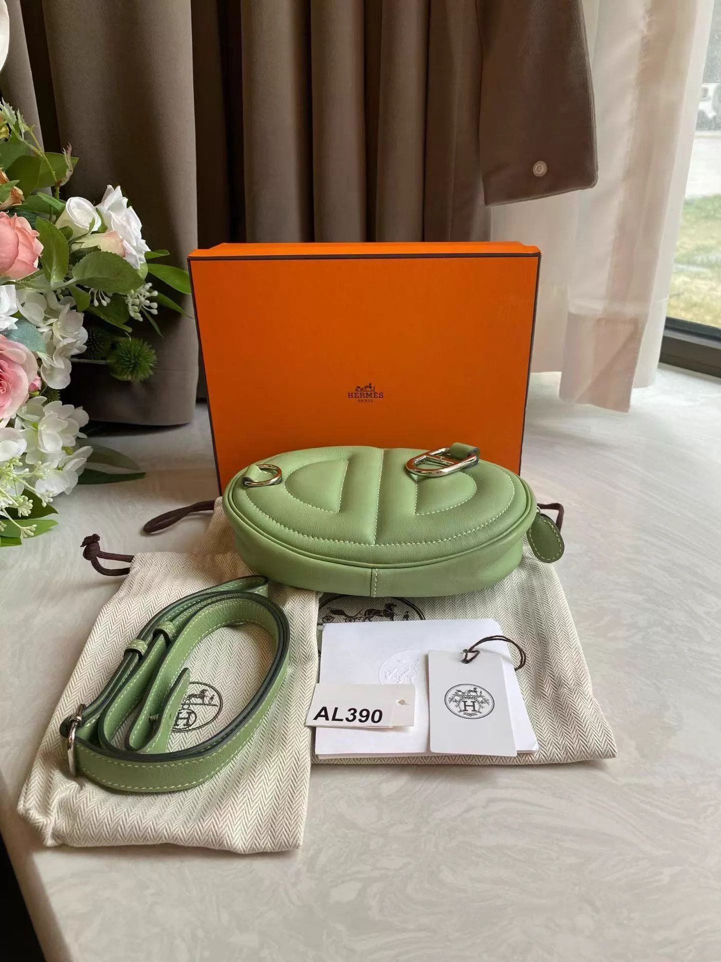 Hermes Hermes Belt Bag 3I Avocado Green Silver Y Stamp NM 18x13x3 Size ONE SIZE - 6 Thumbnail