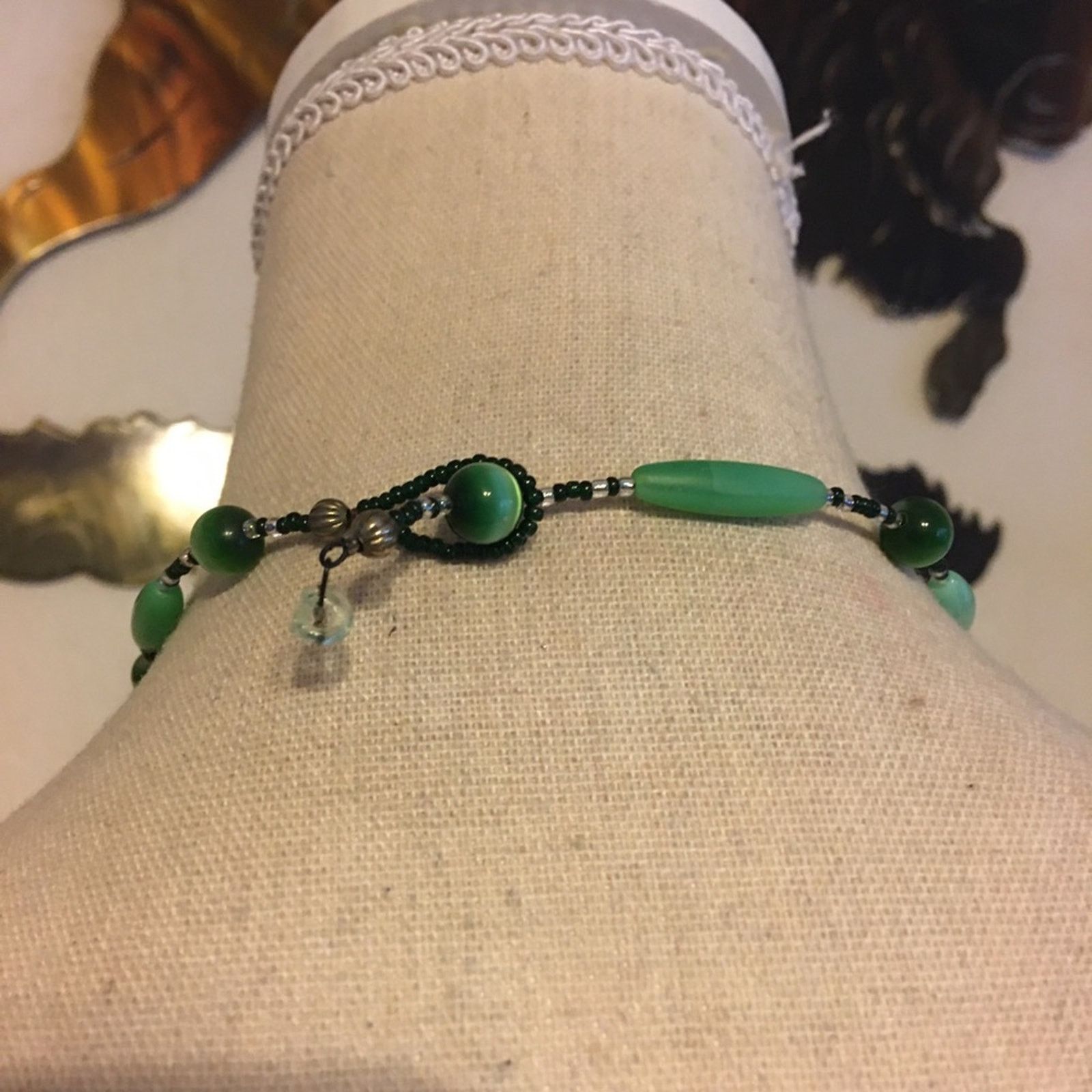 Handmade Artisan green tone beaded choker necklace Size ONE SIZE - 5 Thumbnail