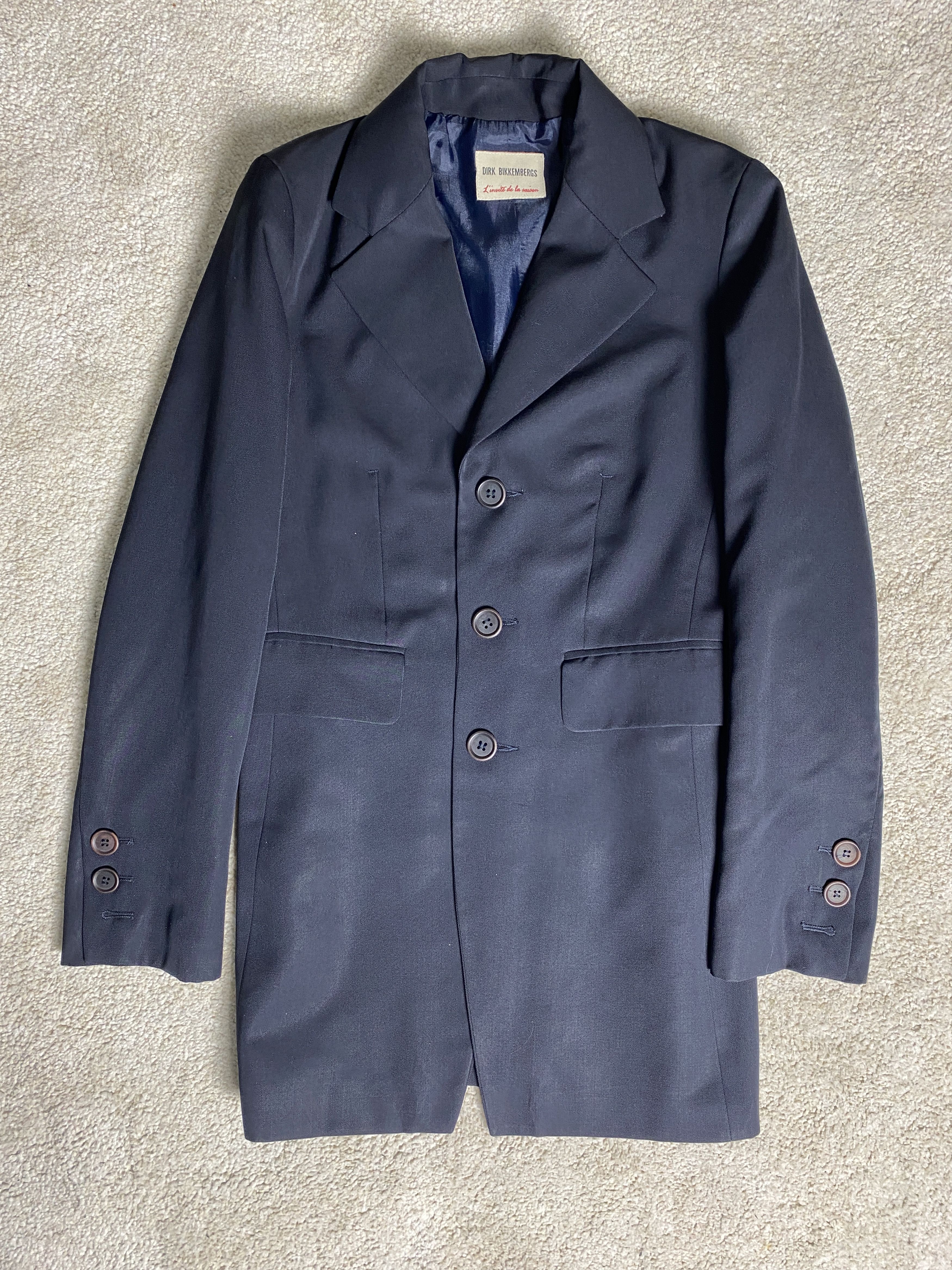 image of Dirk Bikkembergs Archive Navy Classic Wool Blazer Coat, Women's (Size Small)