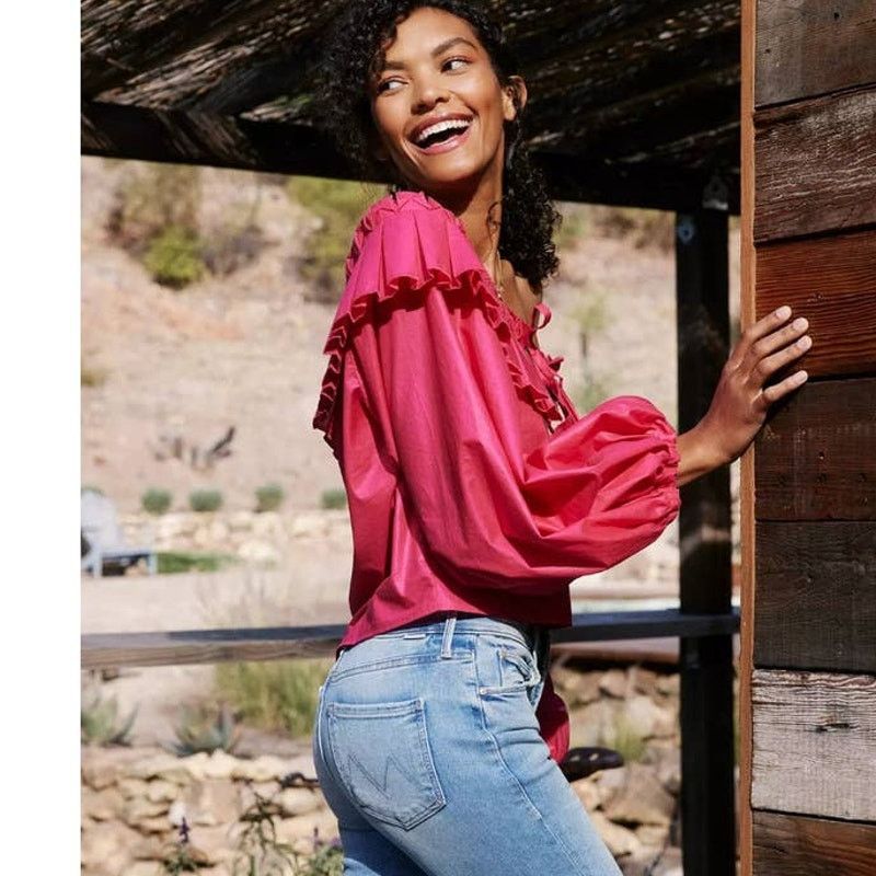 Anthropologie New Anthropologie MARGO BARIDON Priscilla Ruffled Blouse XS Size XS / US 0-2 / IT 36-38 - 2 Thumbnail