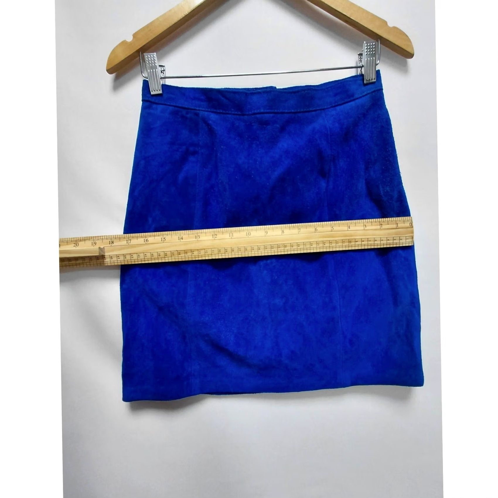 Vintage VINTAGE Outerwear by Phoenix Blue Leather Skirt Solid Lined Size 10 Size 32" / US 10 / IT 46 - 6 Thumbnail