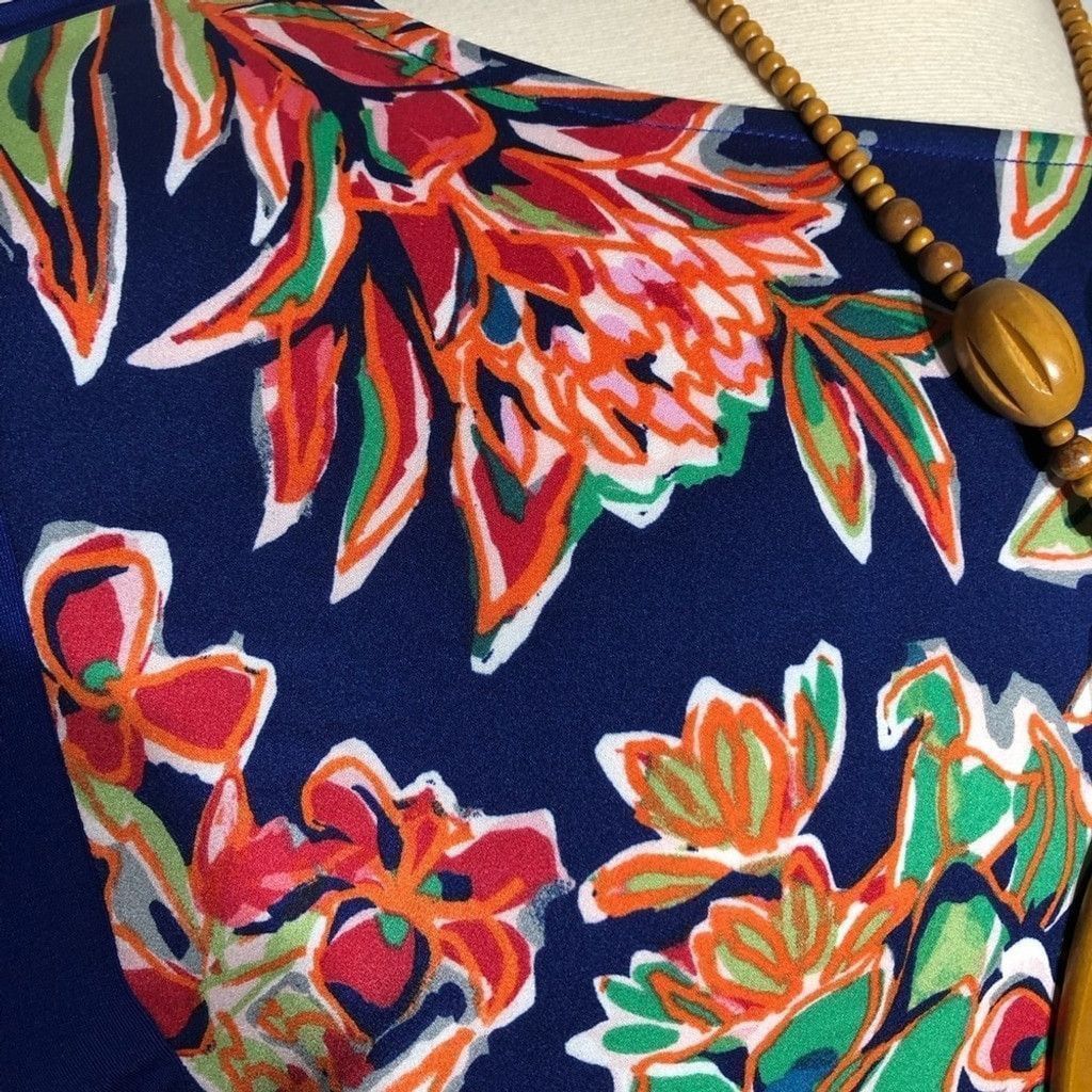 Bob Mackie Bob Mackie Tunic Kaftan Blouse Floral Blue/Multicolor 2X Size XXL / US 16-18 / IT 52-54 - 8 Thumbnail