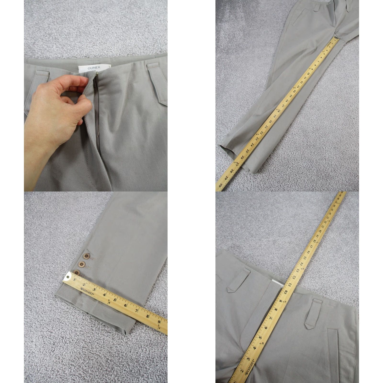 Bergdorf Goodman VINTAGE Gunex Dress Pants Womens 10 Gray Tapered Cotton Spandex 90s Office Wear Size 32" / US 10 / IT 46 - 8 Thumbnail