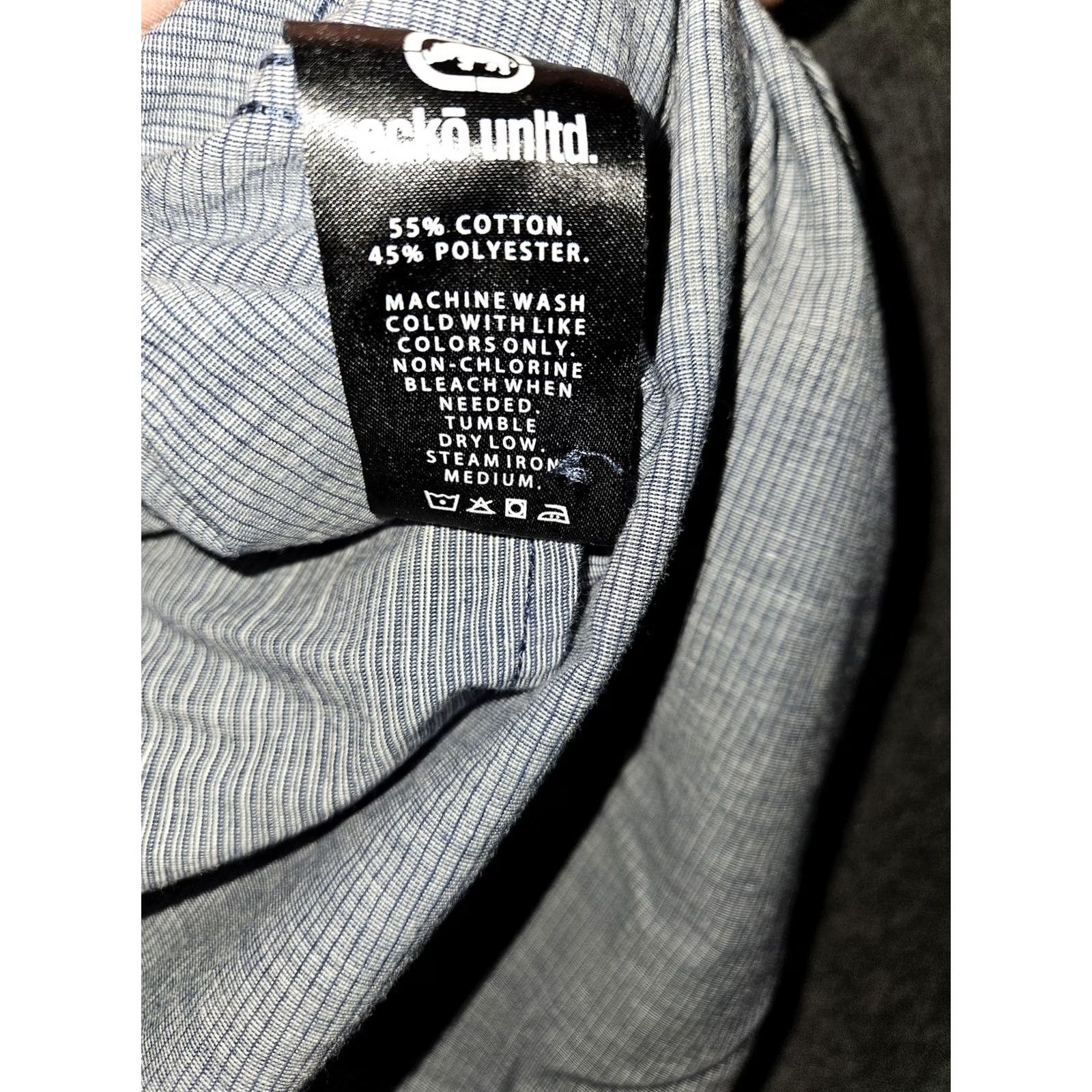 Ecko Unltd. Ecko Unltd Shirt Mens XL Gray Short Sleeve Button Up Casual Striped Pocket 90s City Mens Size US XL / EU 56 / 4 - 8 Thumbnail