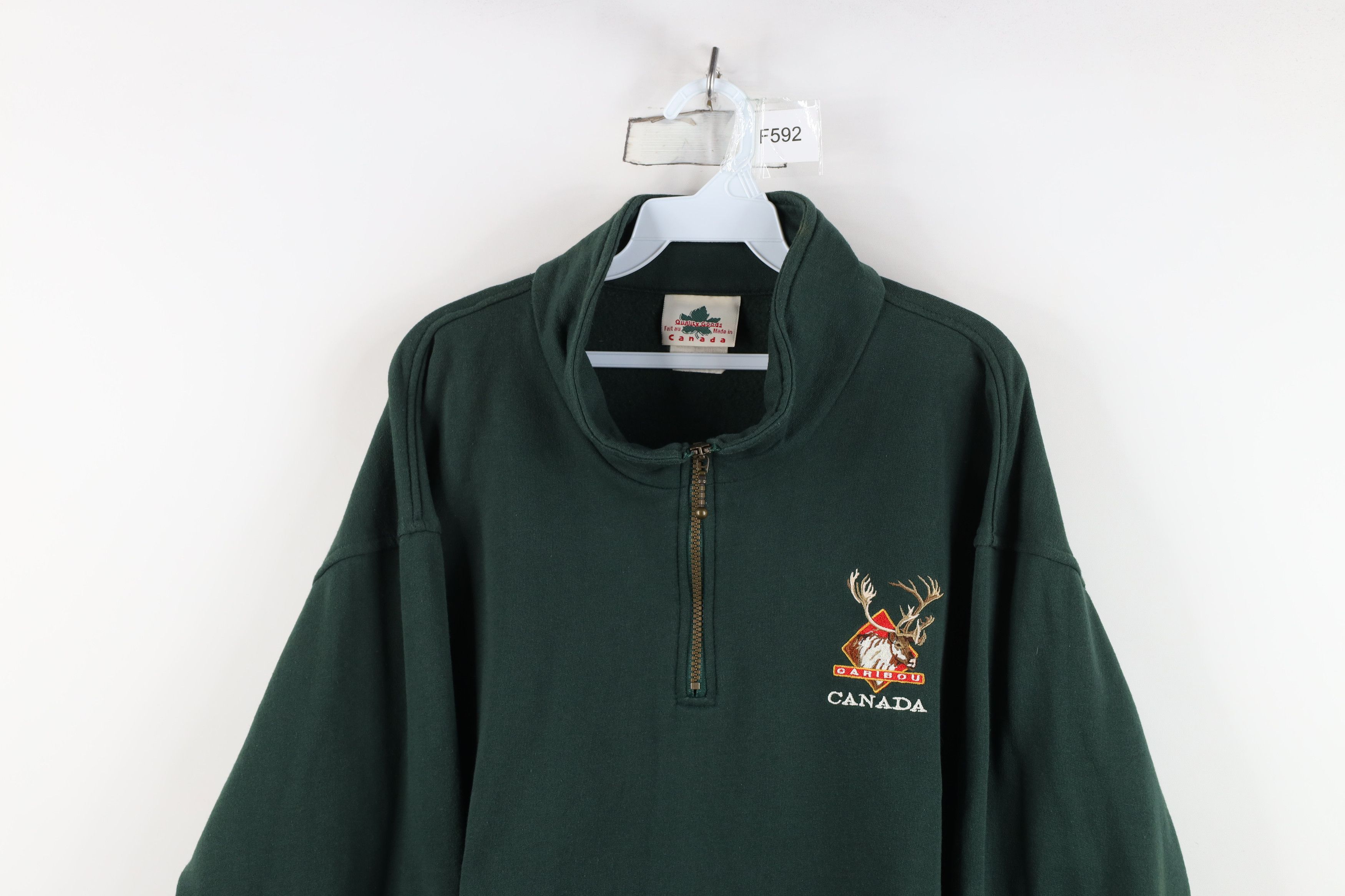 Vintage Vintage 90s Streetwear Canada Half Zip Sweatshirt Green Size US L / EU 52-54 / 3 - 2 Thumbnail
