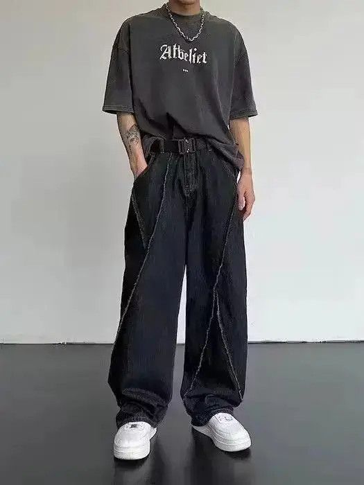 Japanese Brand Hip Hop Distressed Pants Ripped Patchwork Denim Trousers Size US 32 / EU 48 - 2 Thumbnail