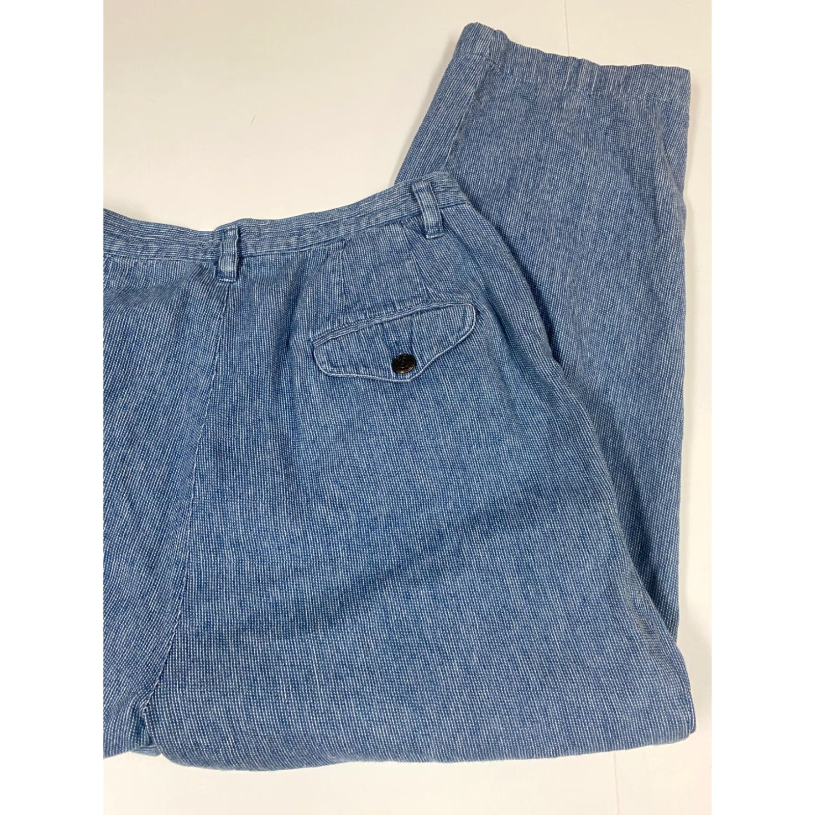 Vintage Lizwear Womens Jeans 10 Blue Light Denim Cotton Blend Straight Zip Crop Stretch Regular Inseam 23 in Size 32" / US 10 / IT 46 - 6 Thumbnail