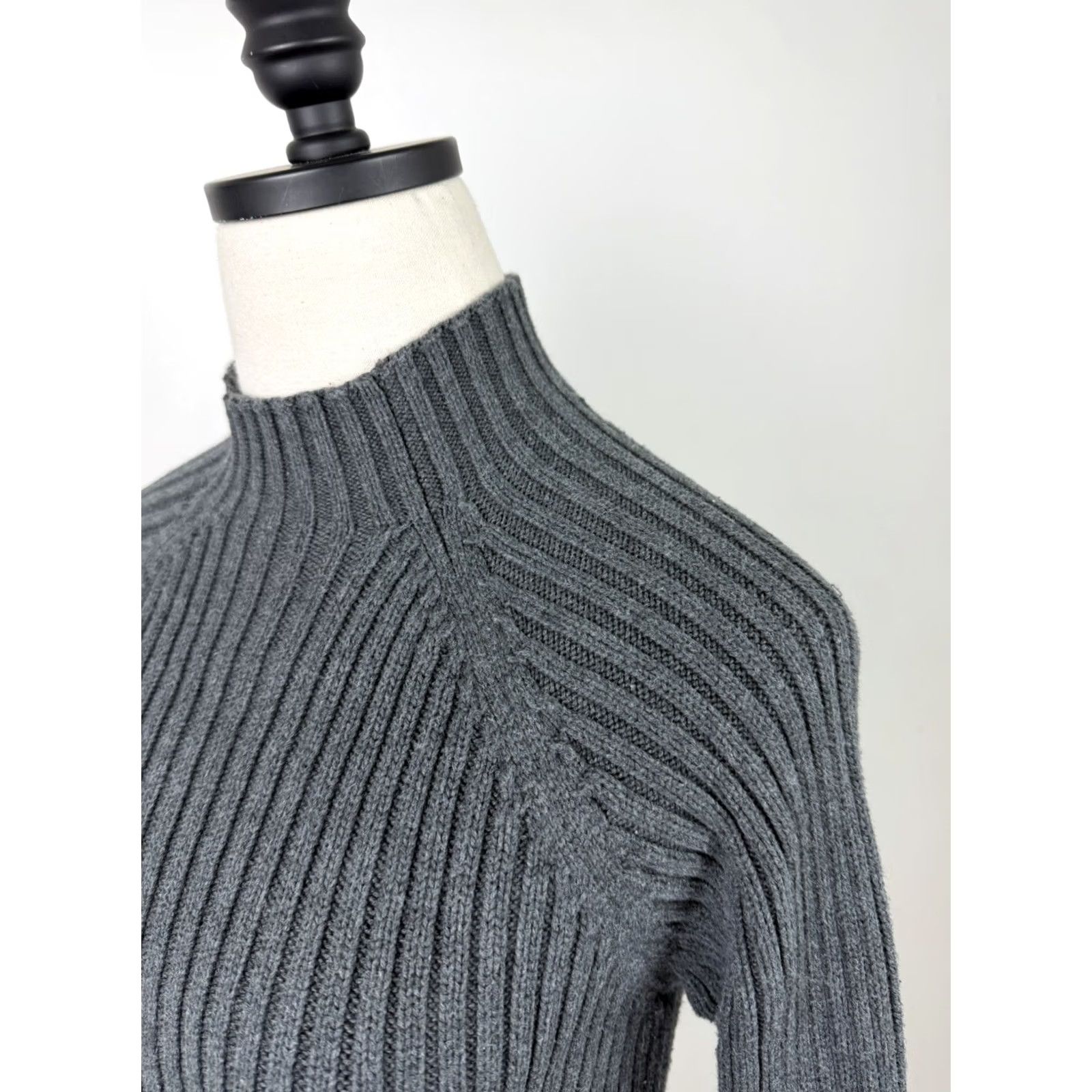 Vintage VINTAGE St. John's Bay Sweater Shirt Womens S Raglan Mock Neck Charcoal Gray Cotton Pullover 80s 90s Grunge Retro Womens Size S / US 4 / IT 40 - 6 Thumbnail