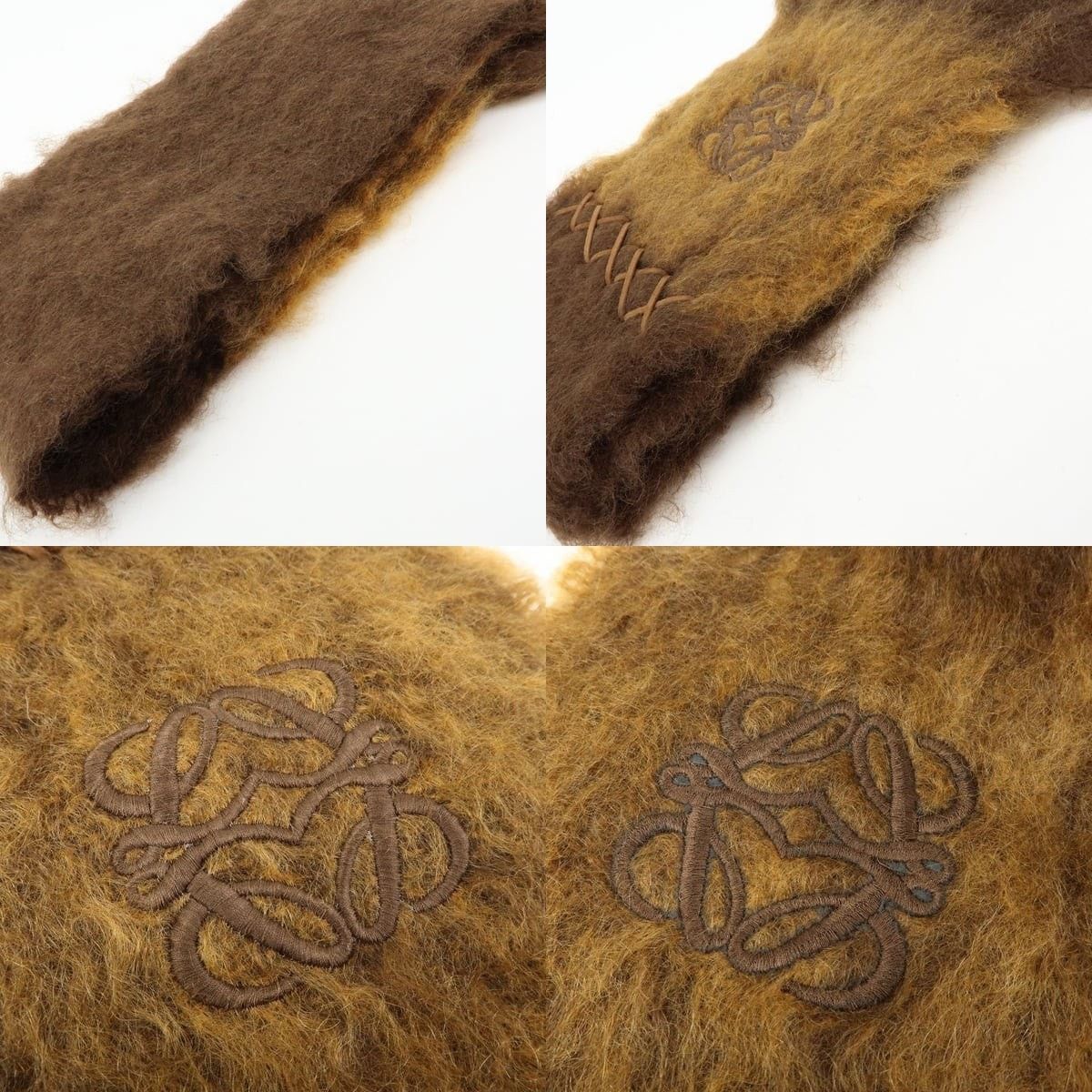 Loewe Loewe Anagram Mohair Scarf Brown Size ONE SIZE - 4 Thumbnail