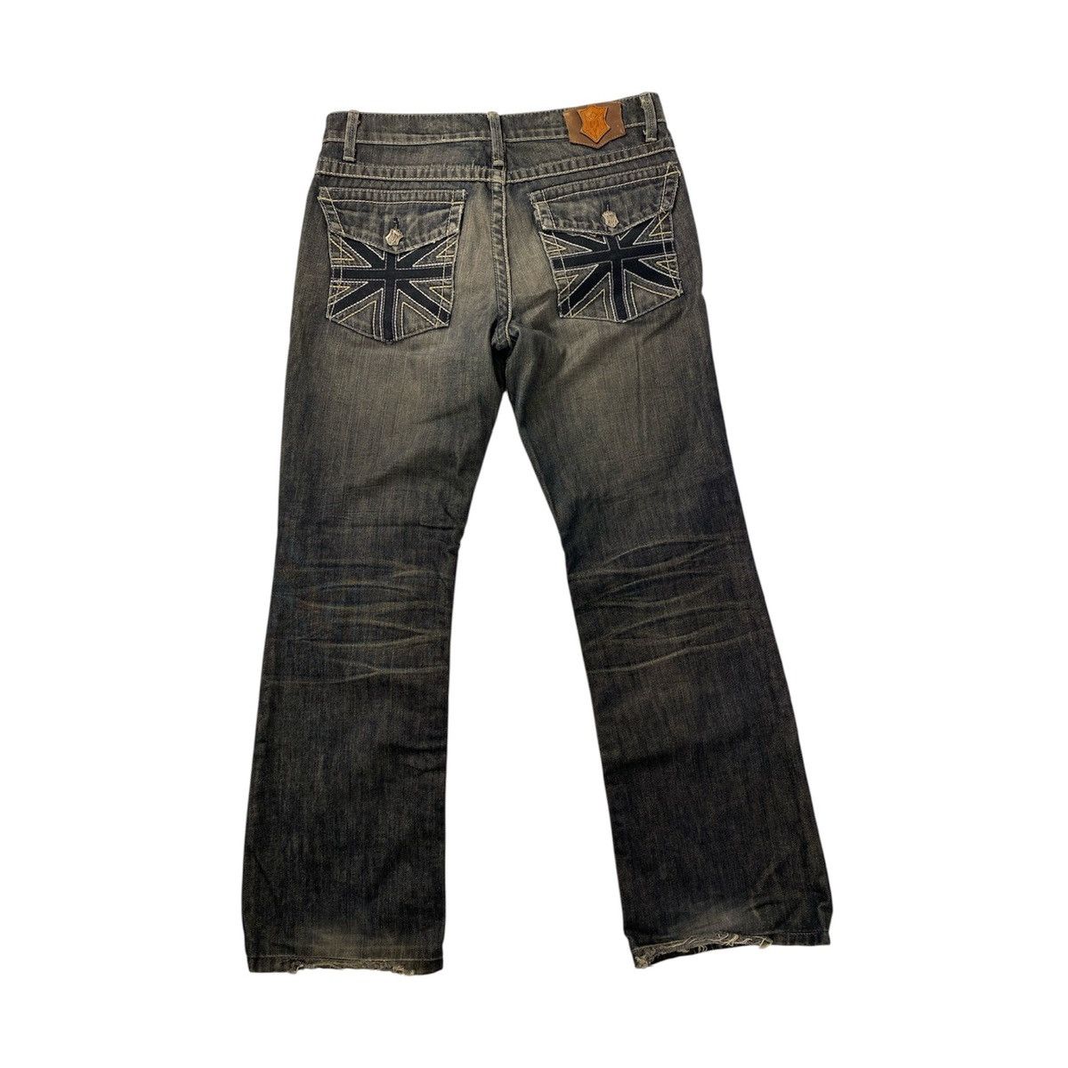 Japanese Brand ✨ Archive Monarchy Britain 🇬🇧 Flag Flared Washed Jeans Denim Size US 34 / EU 50 - 1 Thumbnail