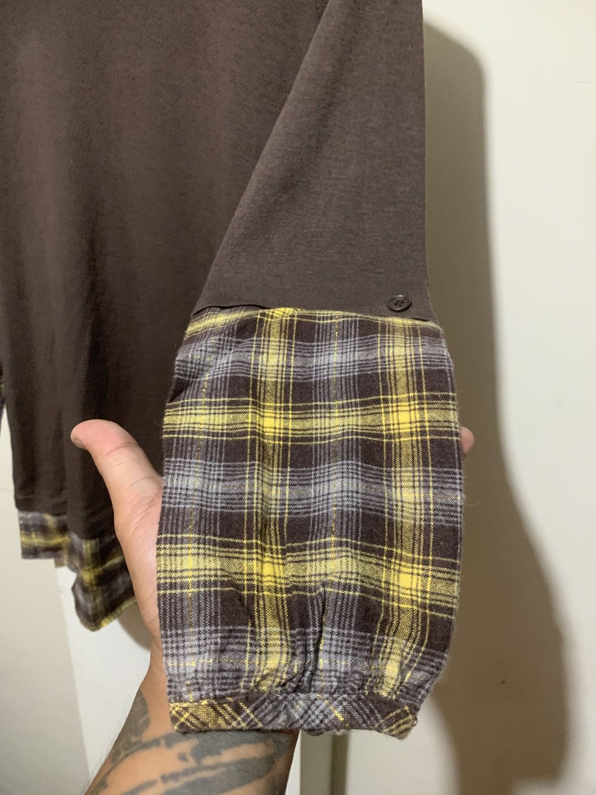 Japanese Brand Japanese Double Layer Flannel Grunge Punk Style Tee Shirt Size US L / EU 52-54 / 3 - 3 Thumbnail