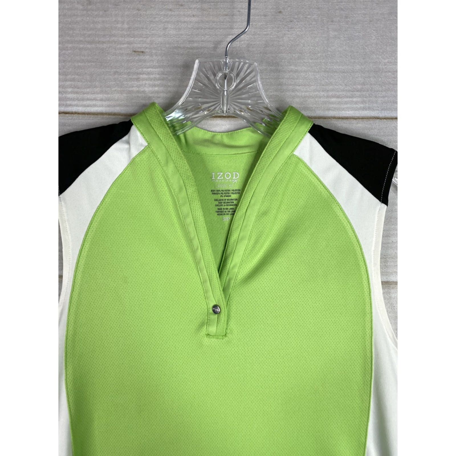 Izod Izod Polo Womens S Green White PerformX Cool FX Sleeveless Golf Stretch Shirt Size S / US 4 / IT 40 - 2 Thumbnail