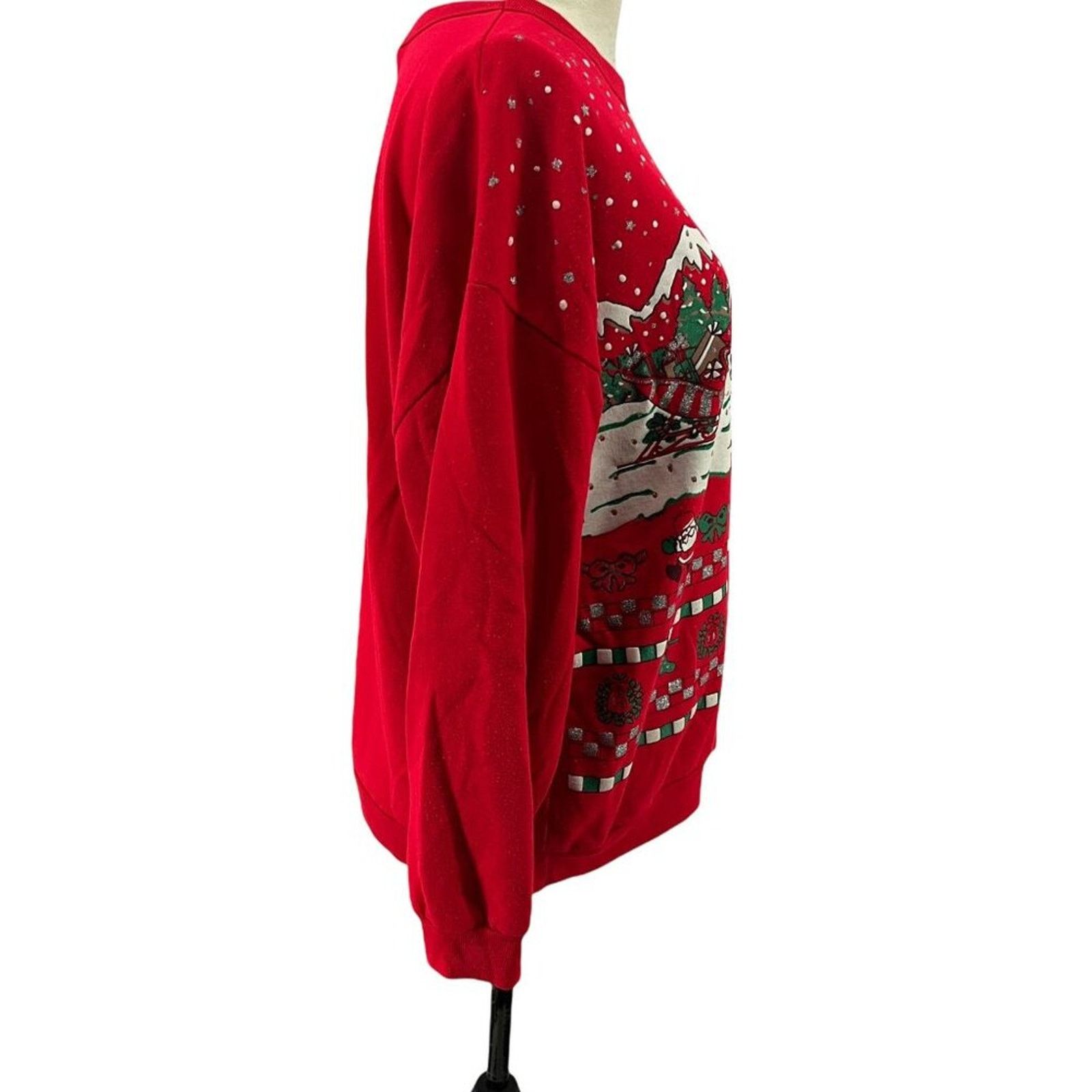 Vintage Vintage 90s Varsity Ugly Christmas Sweatshirt Santa Snowman Size L / US 10 / IT 46 - 5 Thumbnail
