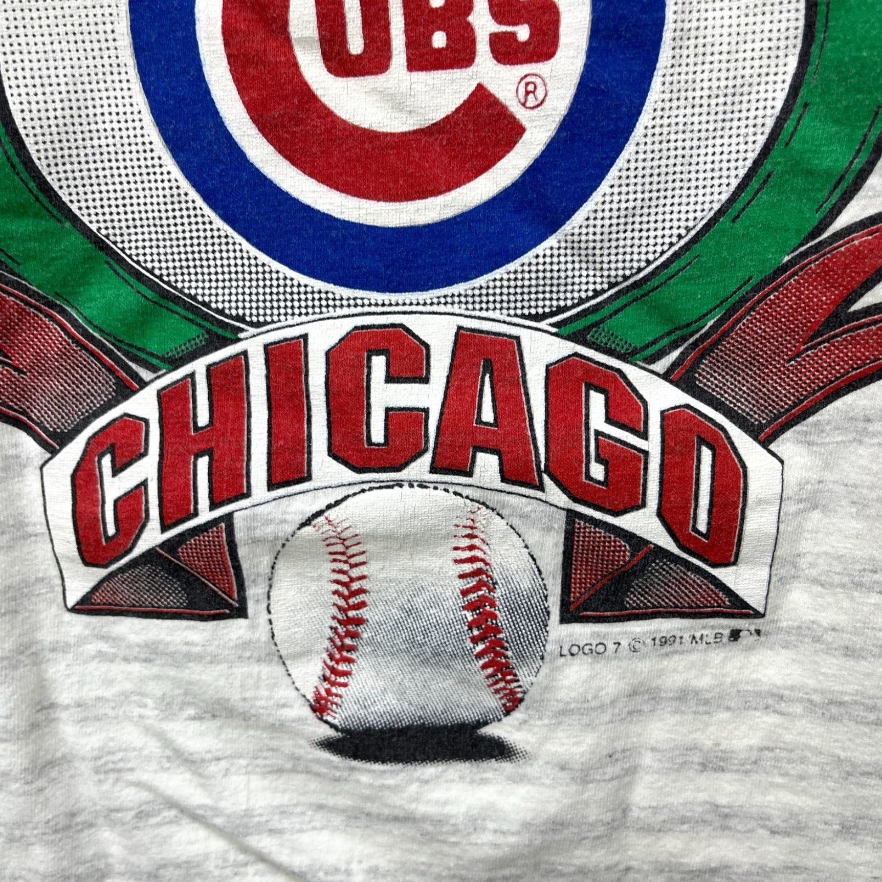 MLB VINTAGE 90s Chicago Cubs Single Stitch T-Shirt MLB Logo Large White Mens Size US L / EU 52-54 / 3 - 7 Thumbnail