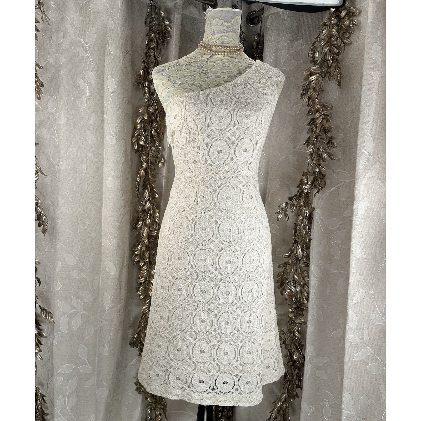 Merona Merona Women’s 6 Off-White Lace Crochet One-Shoulder Size M / US 6-8 / IT 42-44 - 7 Thumbnail