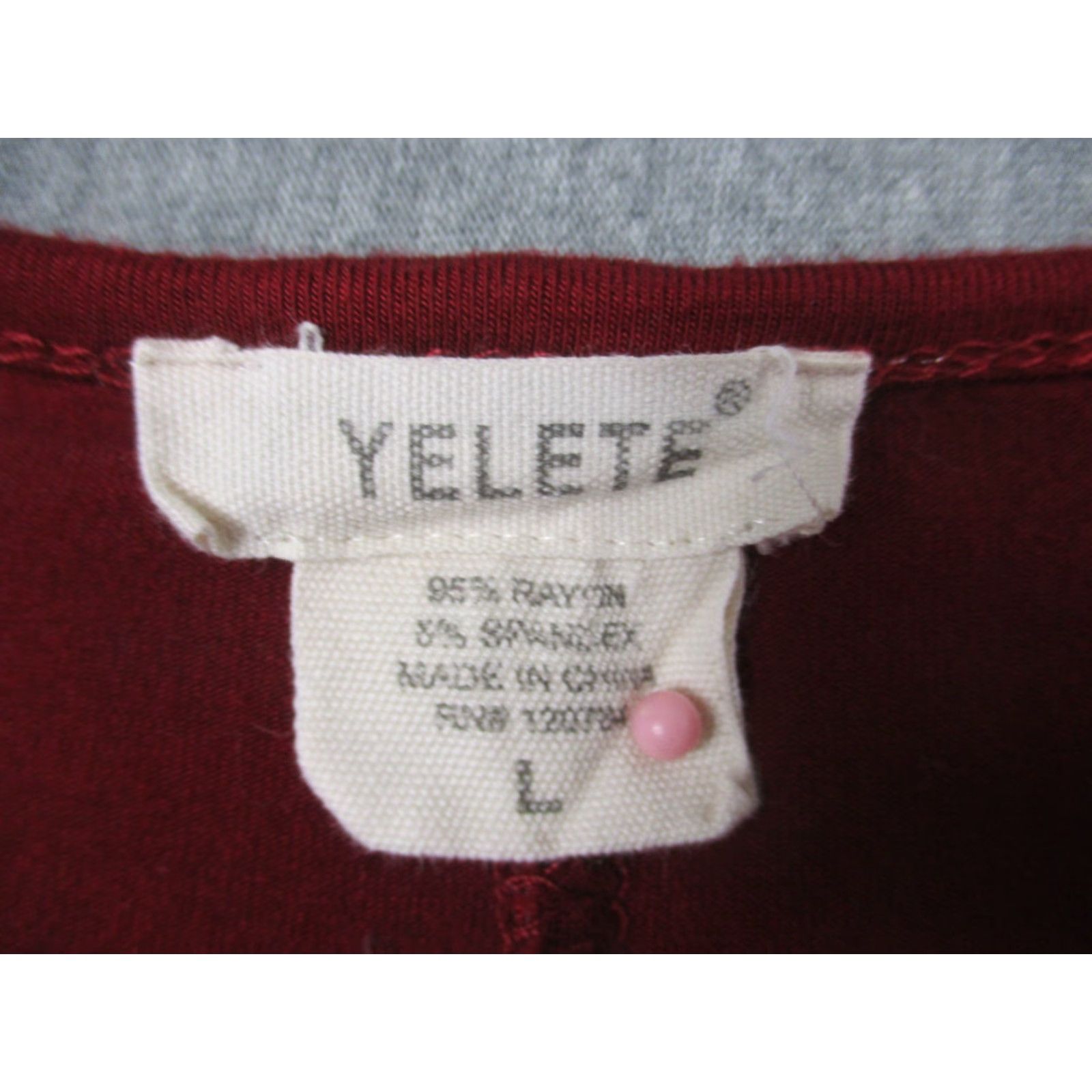 Vintage Yelete Blouse Shirt Womens L Red Holiday Casual Tunic Long Sleeve 3/4 Stretch Knit Regular Lightweight Breathable Modern Classic Size L / US 10 / IT 46 - 2 Thumbnail