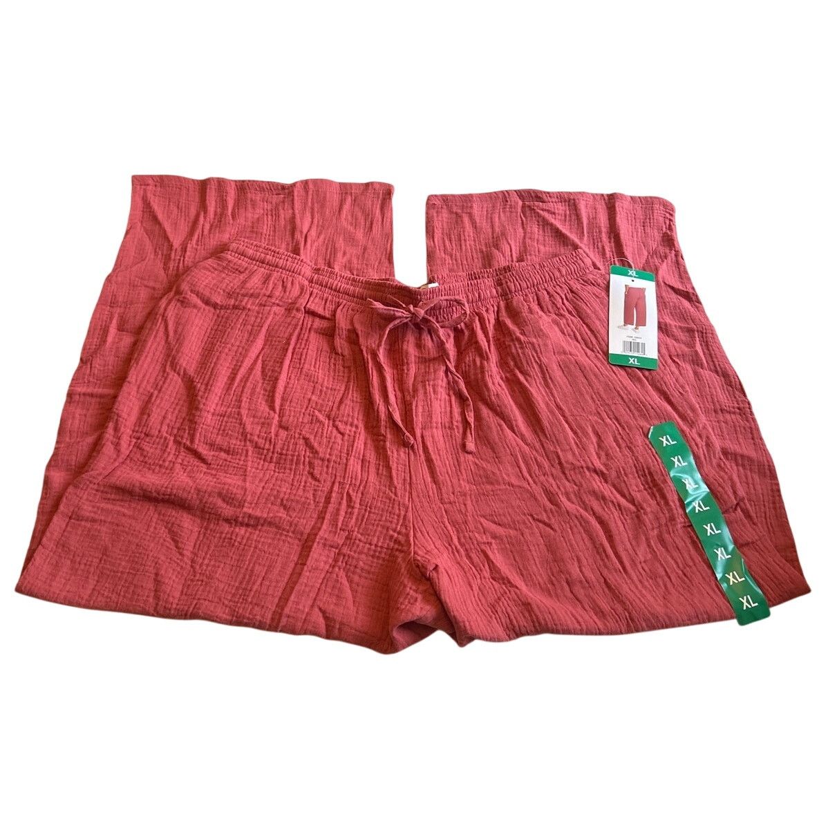 Jessica Simpson Jessica Simpson Womens Red clay Gauze Wide-Leg Crop Pants XL Size 33" - 4 Thumbnail