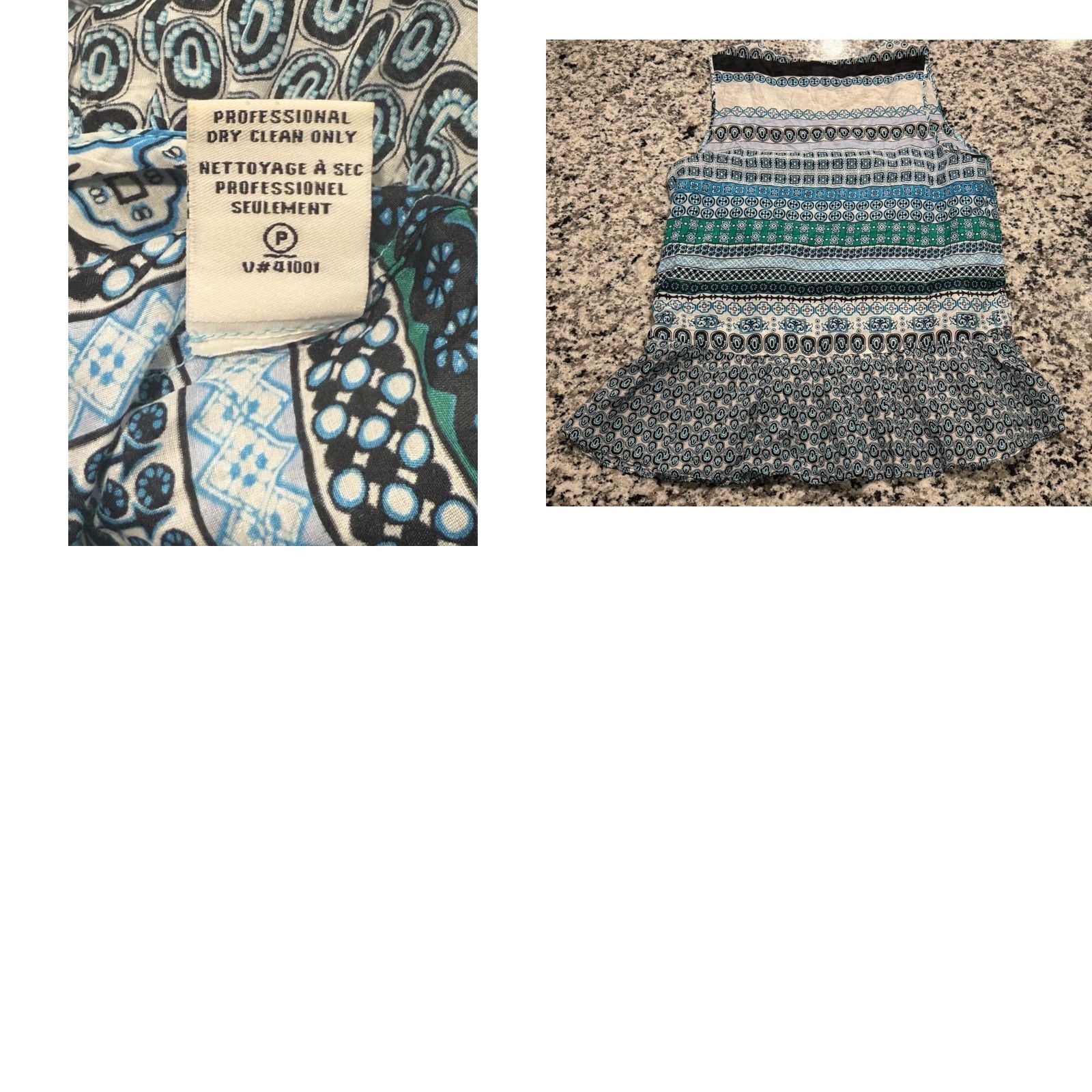 Diane von Furstenberg Diane von Furstenberg Turquoise Kenna Geometric Silk Blend Blouse Women's M Multicolor Sleeveless Pintuck Workwear Womens Size M / US 6-8 / IT 42-44 - 8 Thumbnail