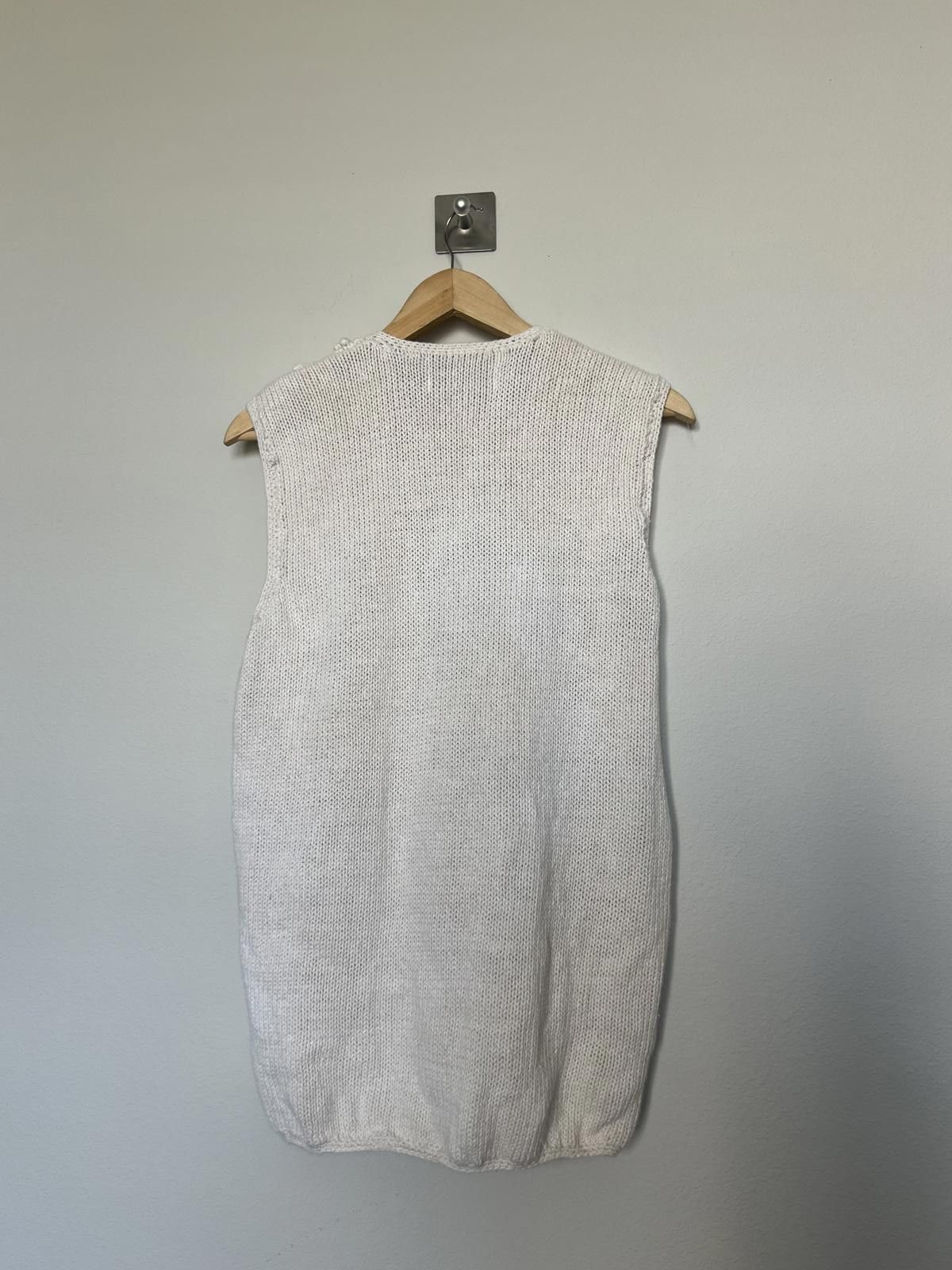 Kirkland Signature Vintage Cream Knitted Vest with Button Closure Size L / US 10 / IT 46 - 4 Thumbnail