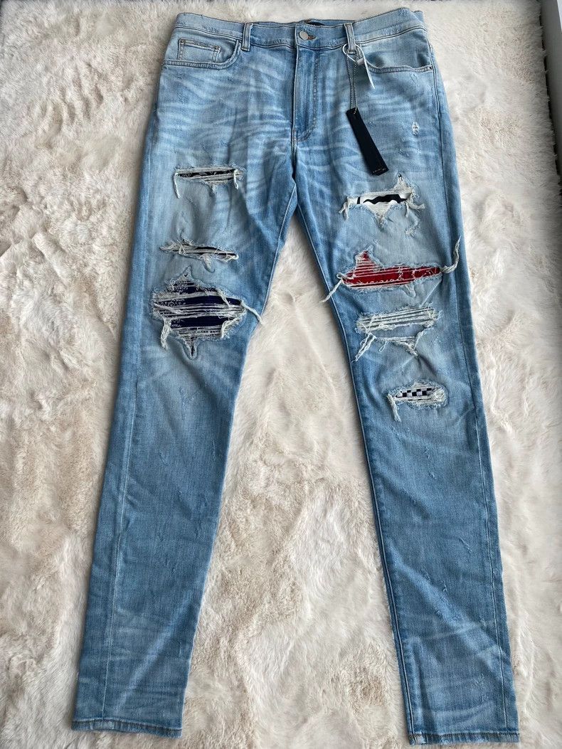 Amiri Amiri Washed Blue Patchwork Denim Jean Size US 36 / EU 52 - 1 Thumbnail