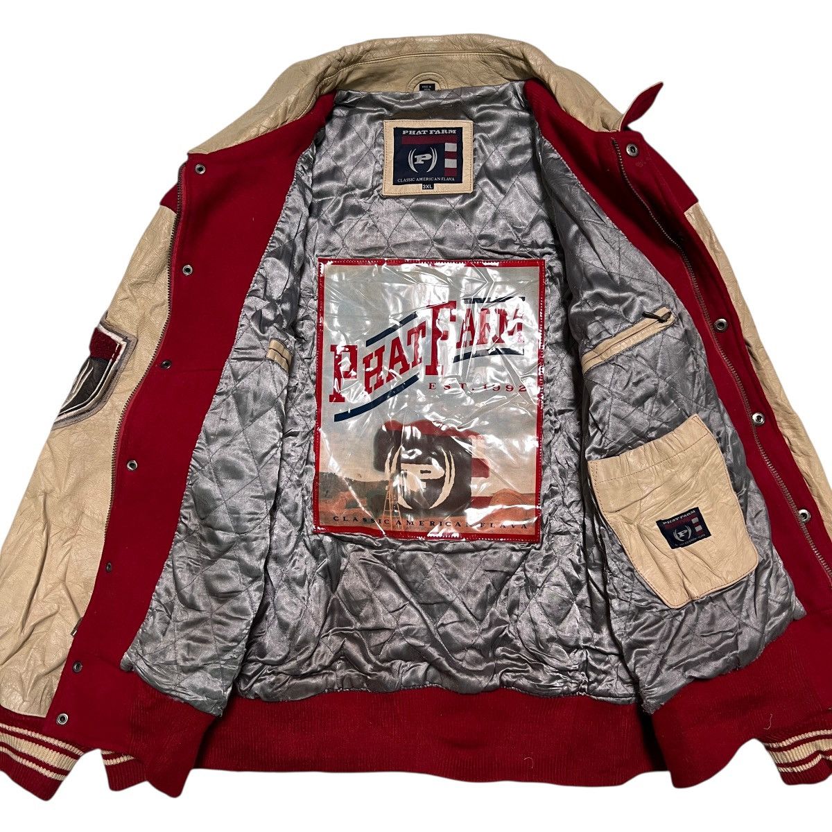 Phat Farm 🔥 Vintage Phat Farm Varsity Bomber Jacket Oversized Jacket Size US XXL / EU 58 / 5 - 4 Thumbnail