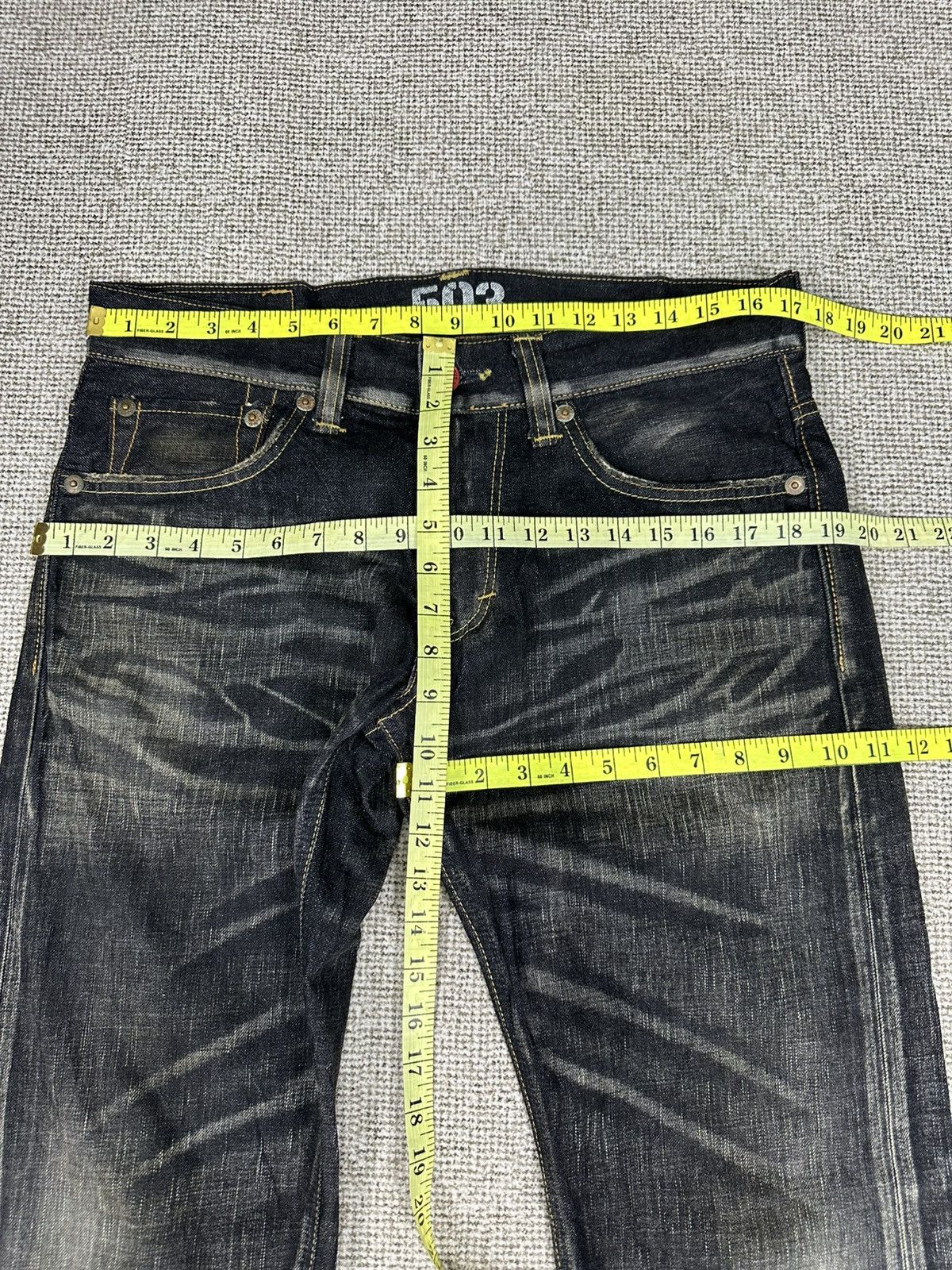 Edwin Vintage Edwin 503 Blue Trip Black Denim 33x34 D775 Size US 33 - 9 Thumbnail