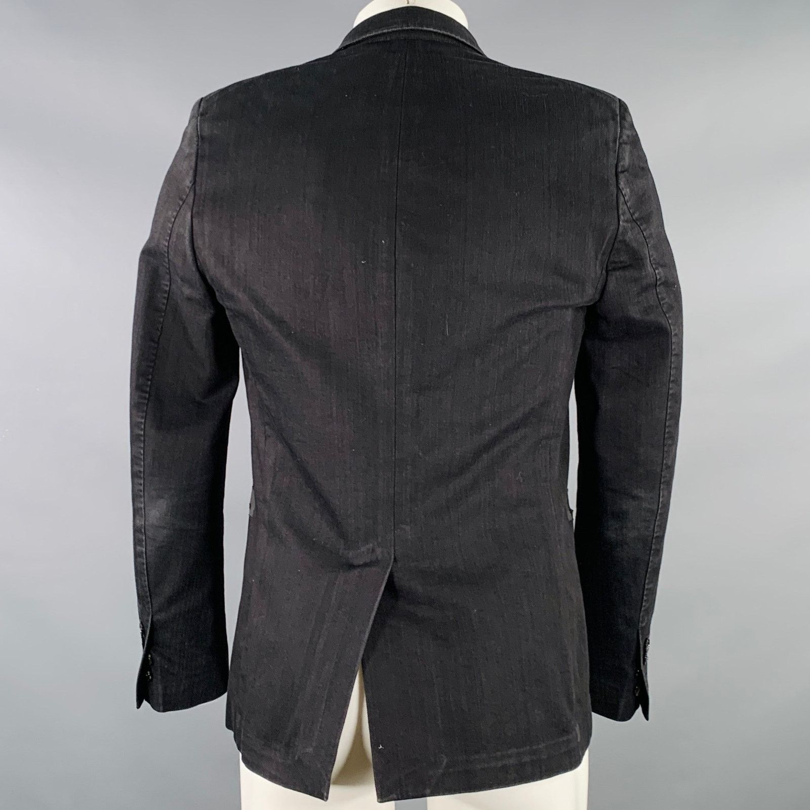 Costume National CoSTUME NATIONAL Black Cotton Blend Peak Lapel Sport Coat Size 36R - 4 Thumbnail
