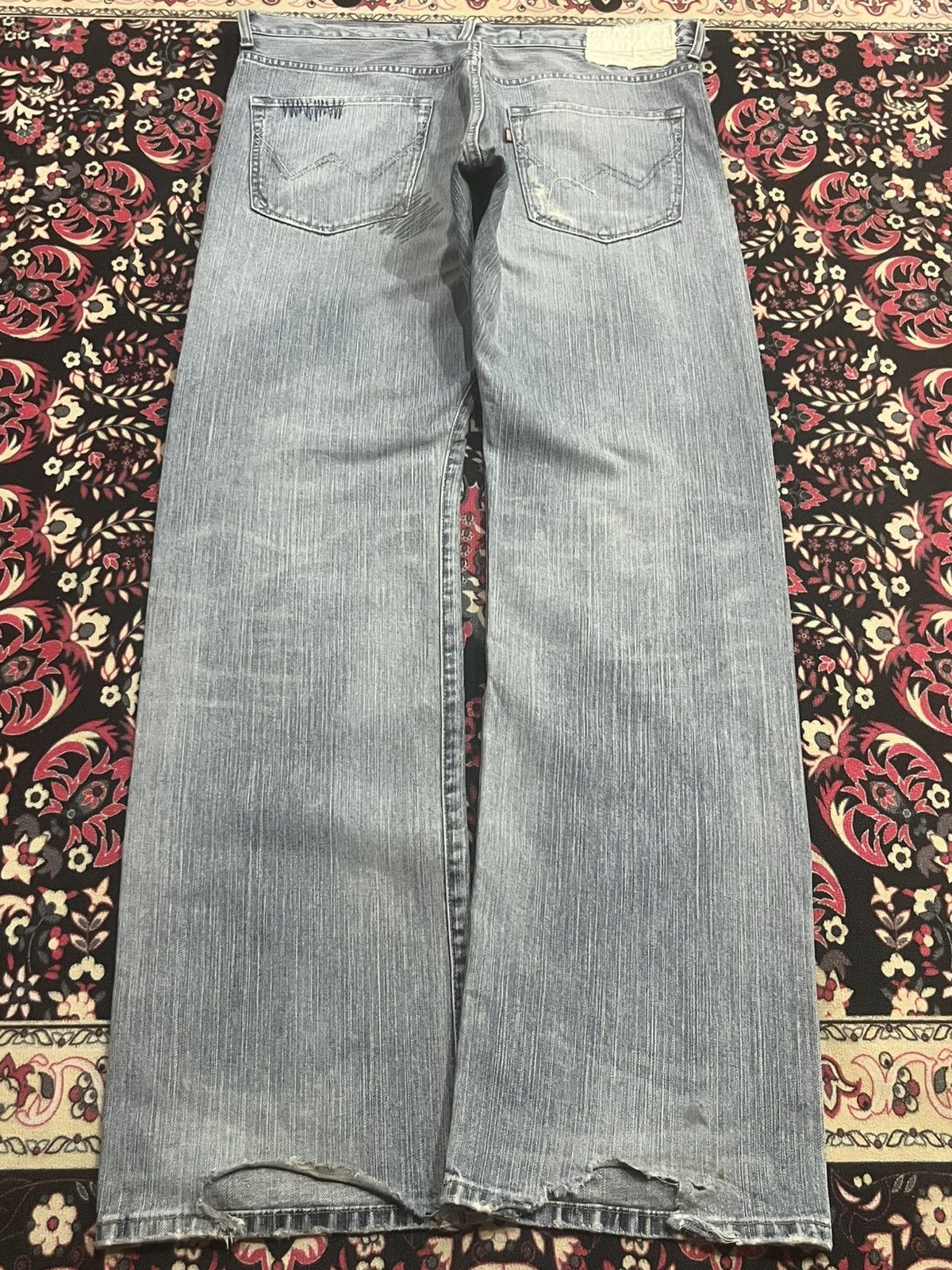 Edwin Vintage Edwin XVS Light Blue Sashiko Patchwork Loose Jeans Size US 34 / EU 50 - 2 Thumbnail
