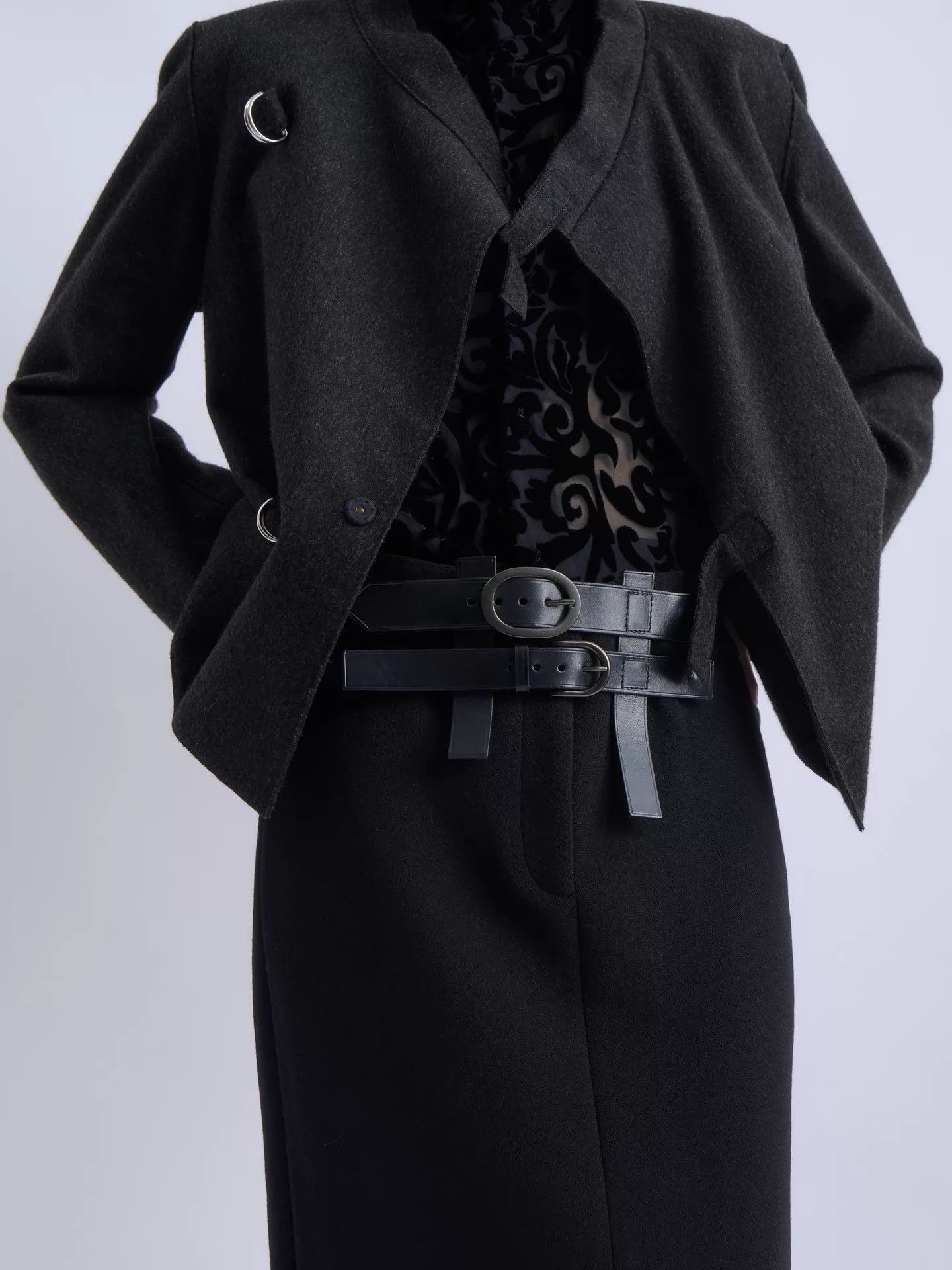 Tom Ford Tom Ford Double Belt High-Waist Wool Midi Skirt Size 26" / US 2 / IT 38 - 2 Thumbnail