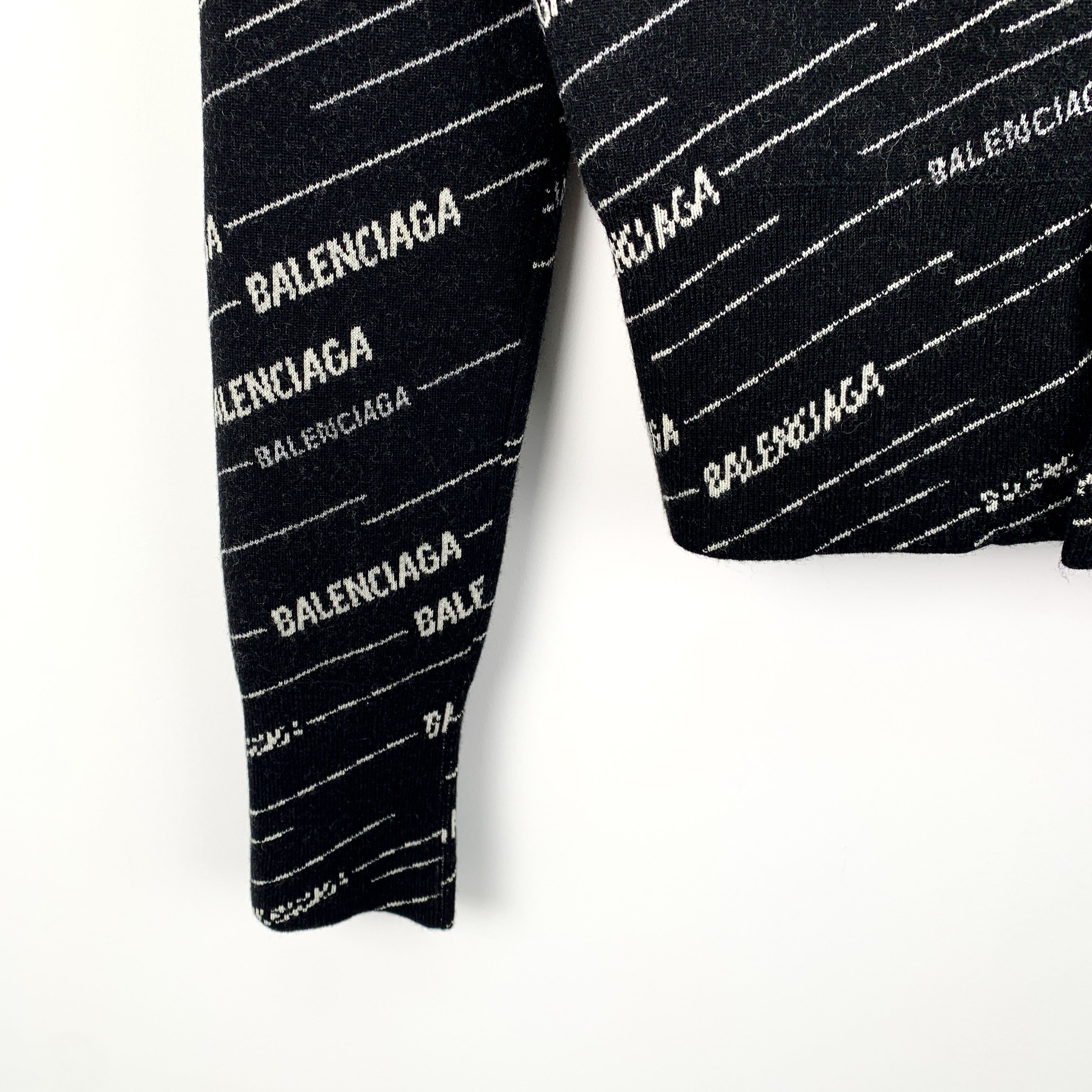 Balenciaga CW0446 Balenciaga Womens Black & White Logo Print Sweater Size S / US 4 / IT 40 - 4 Thumbnail