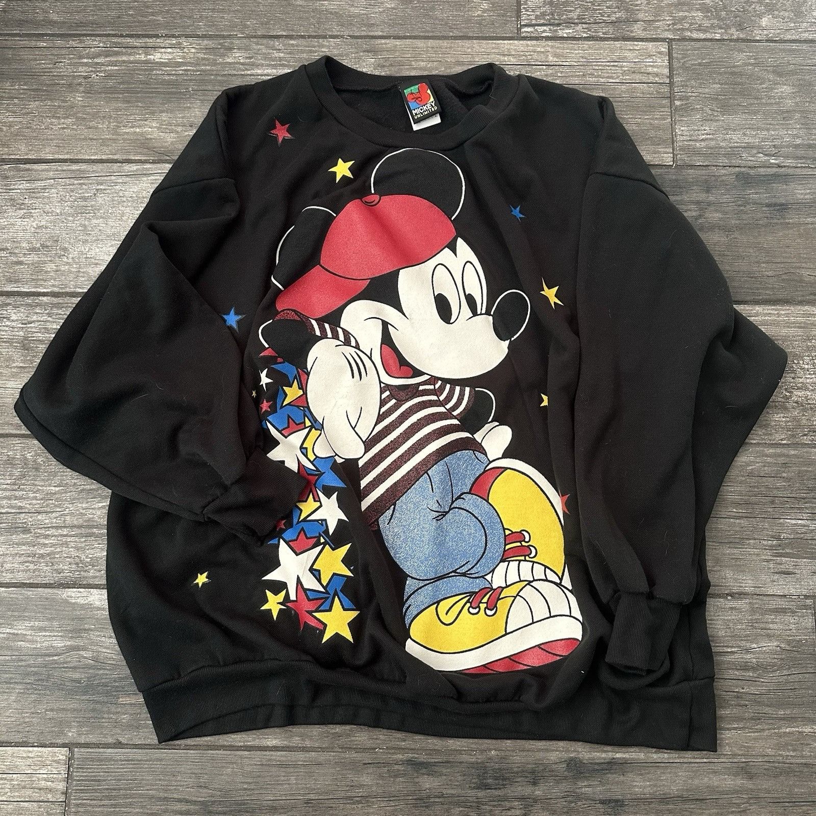 Disney VTG DISNEY MICKEY MOUSE UNLIMITED BLACK PULLOVER SWEATSHIRT Size US XXL / EU 58 / 5 - 1 Thumbnail