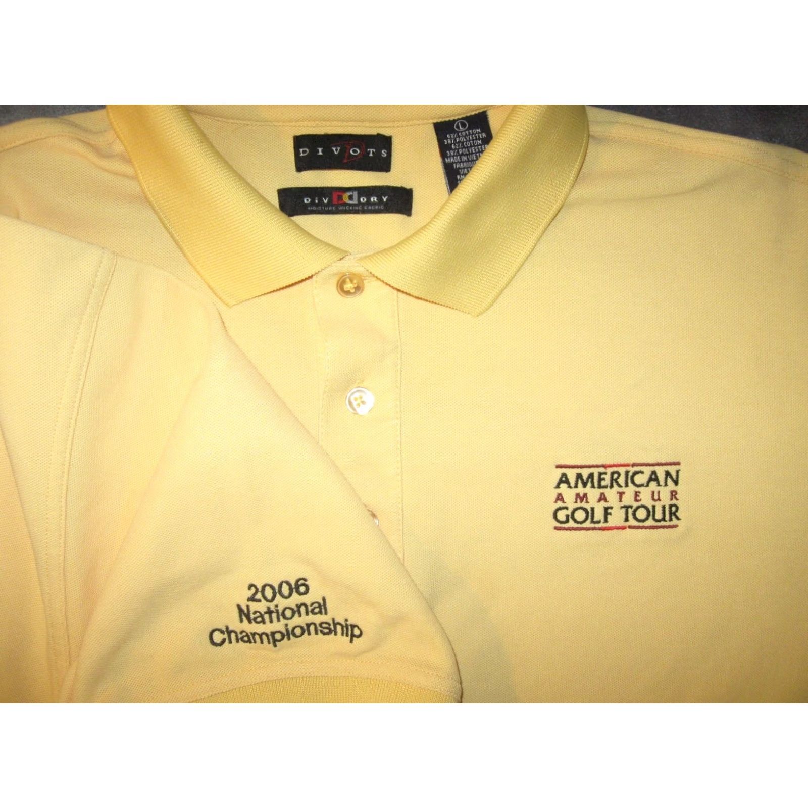 Vintage American Amateur Golf Tour 2006 National Championship Polo Shirt Mens LG DIVOTS Size US L / EU 52-54 / 3 - 2 Thumbnail