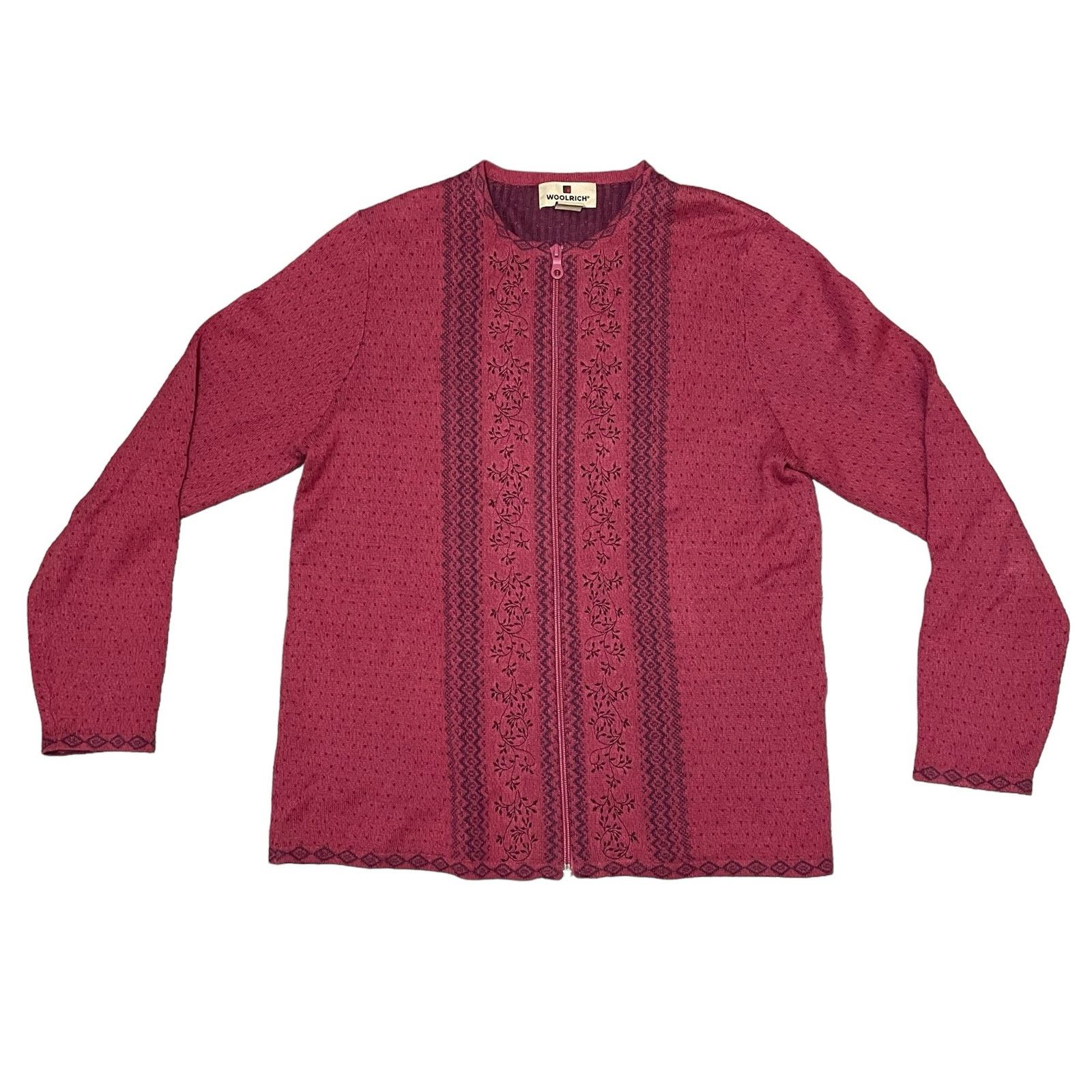 Woolrich Woolen Mills Woolrich Fair Isle Zip Up Cardigan Dahlia Magenta Pink Small Size S / US 4 / IT 40 - 1 Thumbnail
