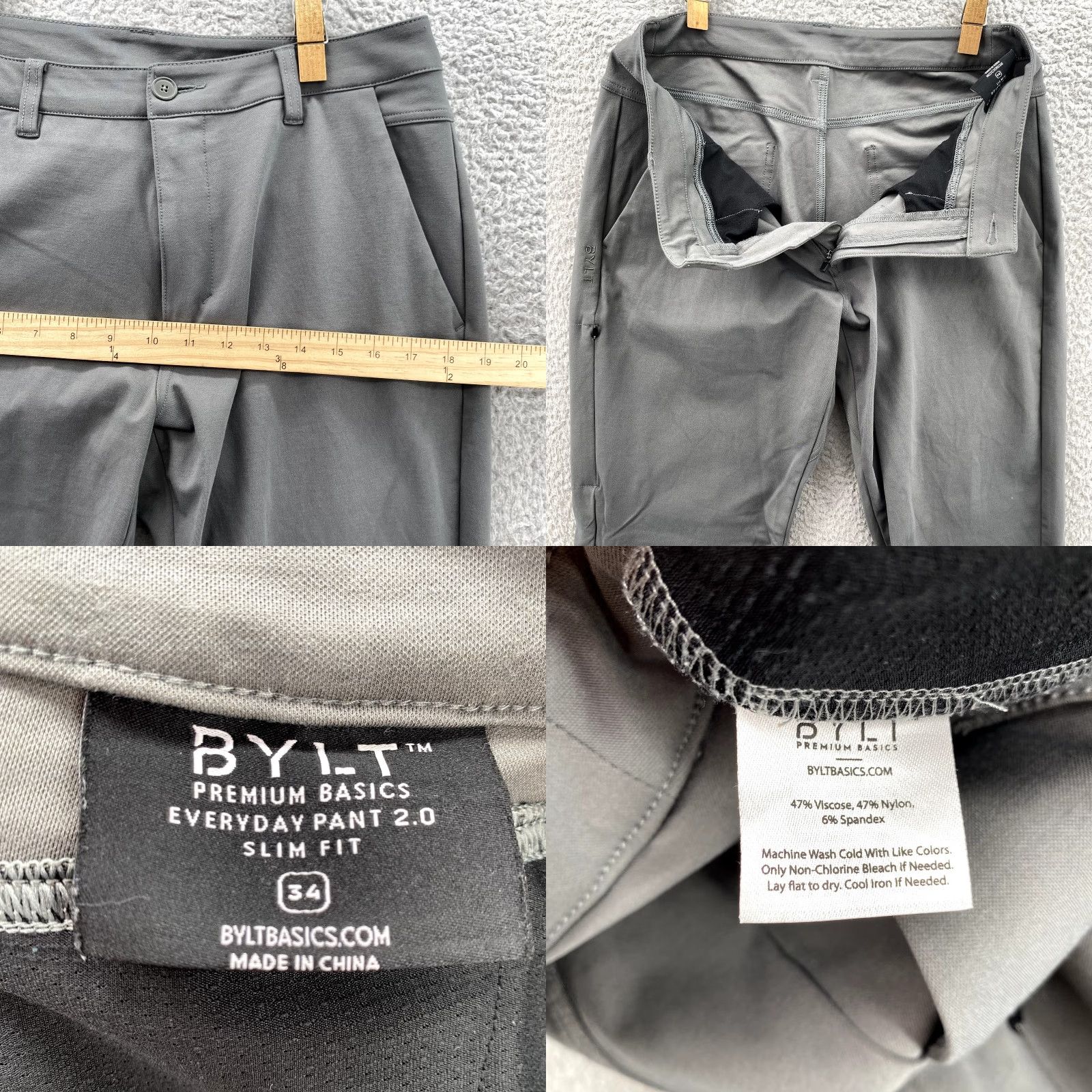 Vintage BYLT Everyday Pant 2.0 Pants 30x29 Gray Slim Mid 30 BYLT Everyday Pant 2.0 Men's Gray Flat Front Classic Golf Slacks Preppy Size US 30 / EU 46 - 8 Thumbnail