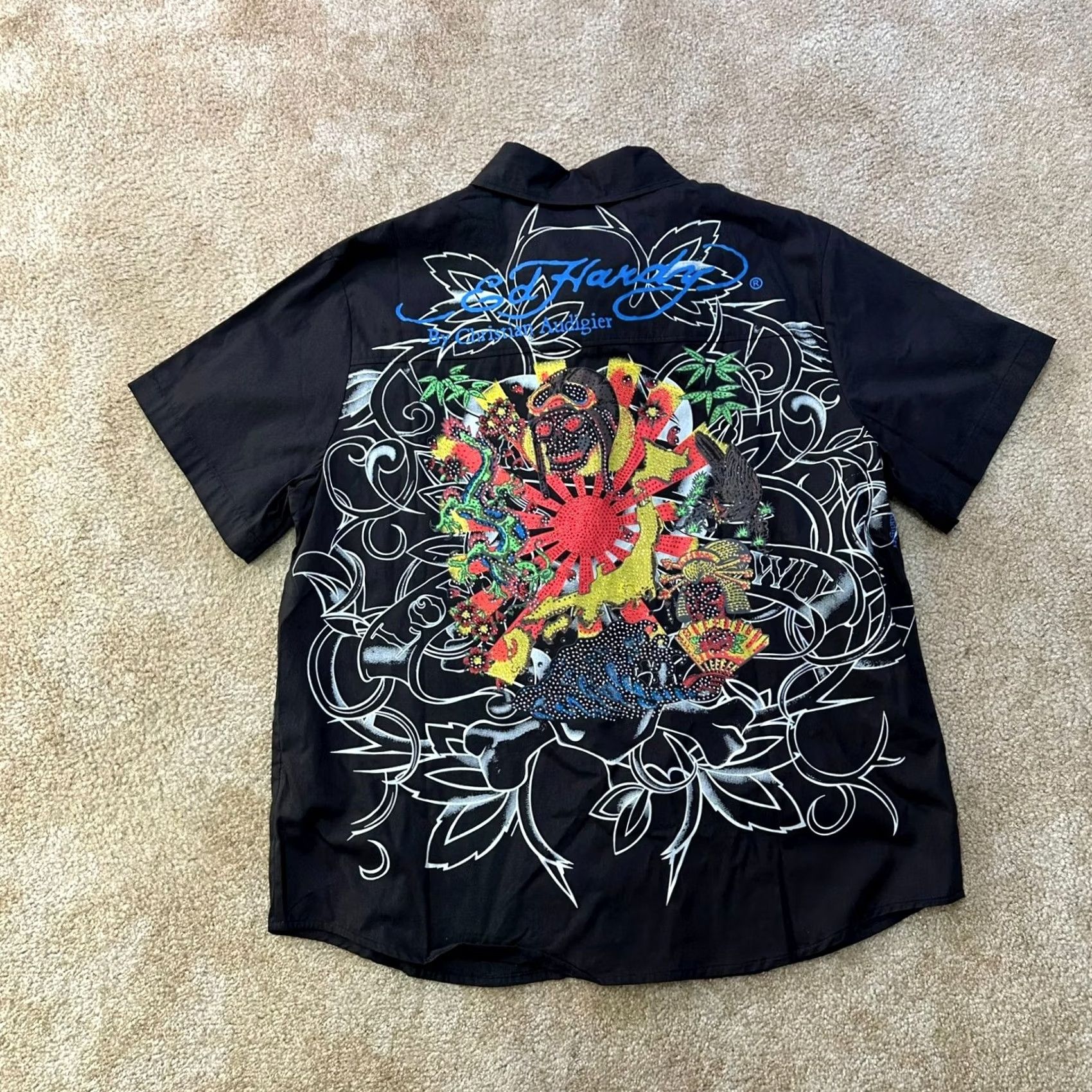 Ed Hardy Ed Hardy Button-Up Mens 2XL Skull Tattoo Dagger Goth Shirt Black Short Sleeve Collared Vintage No Size US L / EU 52-54 / 3 - 5 Thumbnail