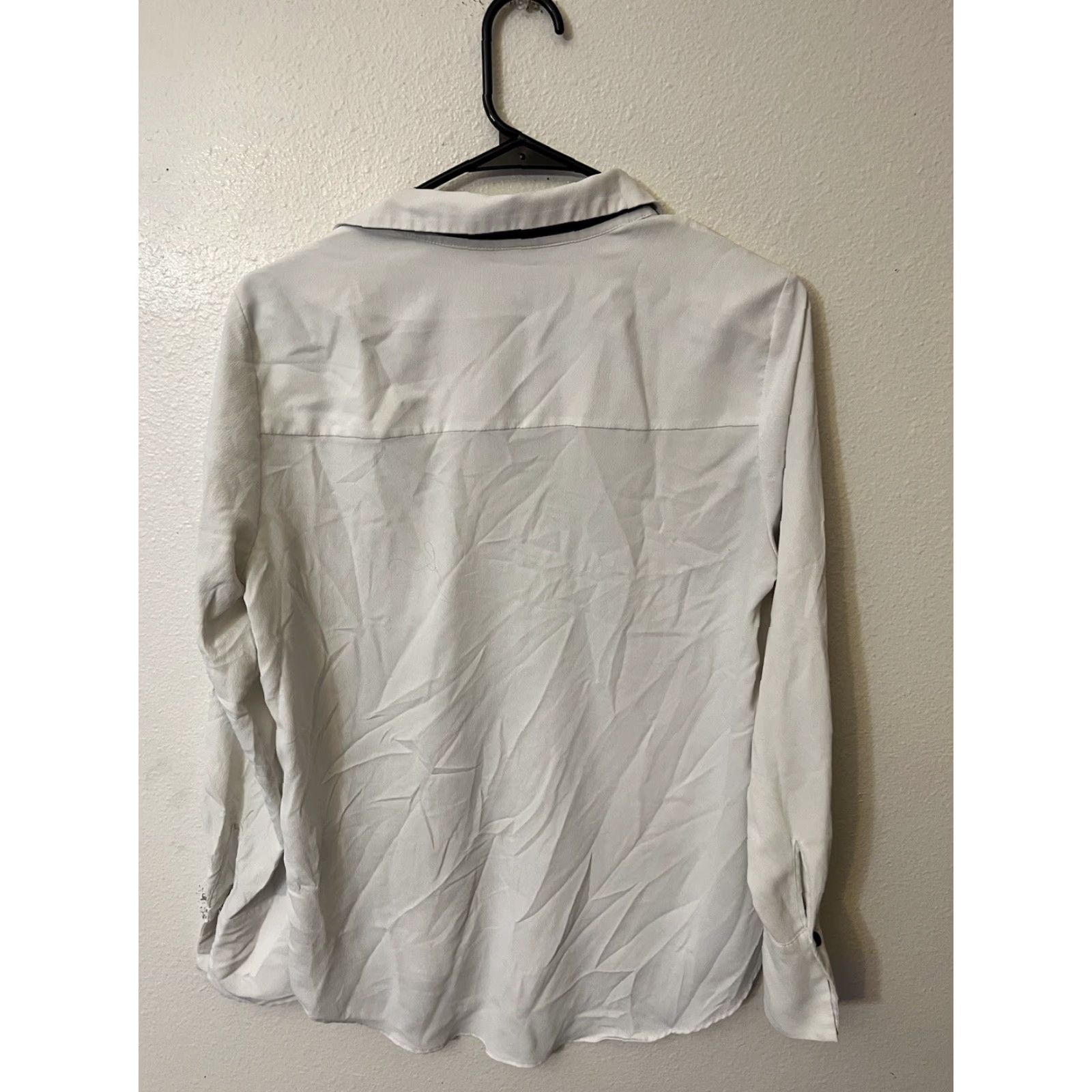 H&M VINTAGE H&M Linen Blouse Womens Size 4 Long Sleeve White Collared V-Neck Solid Shirt Size S / US 4 / IT 40 - 3 Thumbnail