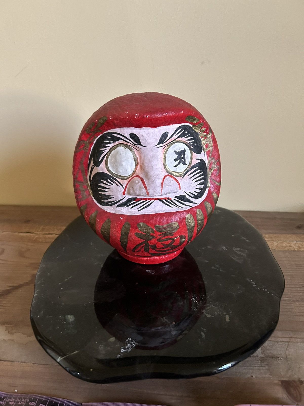 Red Luck Daruma Vintage Japanese Sculpture