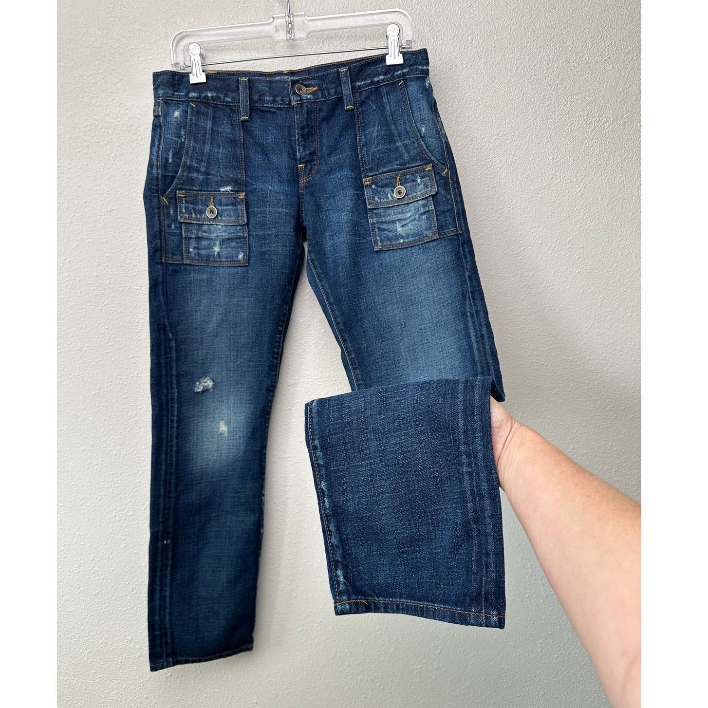 Lucky Brand Lucky Brand Y2K Low Rise Dark Medium Wash Cargo Jeans 4/27 Size 27" / US 4 / IT 40 - 1 Thumbnail