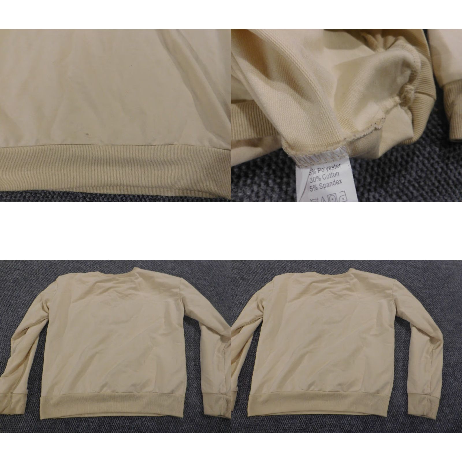 Vintage ROMWE Womens Sweater XL Beige Crewneck Pullover Knit Cotton Polyester Ruffle Long Sleeve Modern All Seasons Womens Size XL / US 12-14 / IT 48-50 - 8 Thumbnail