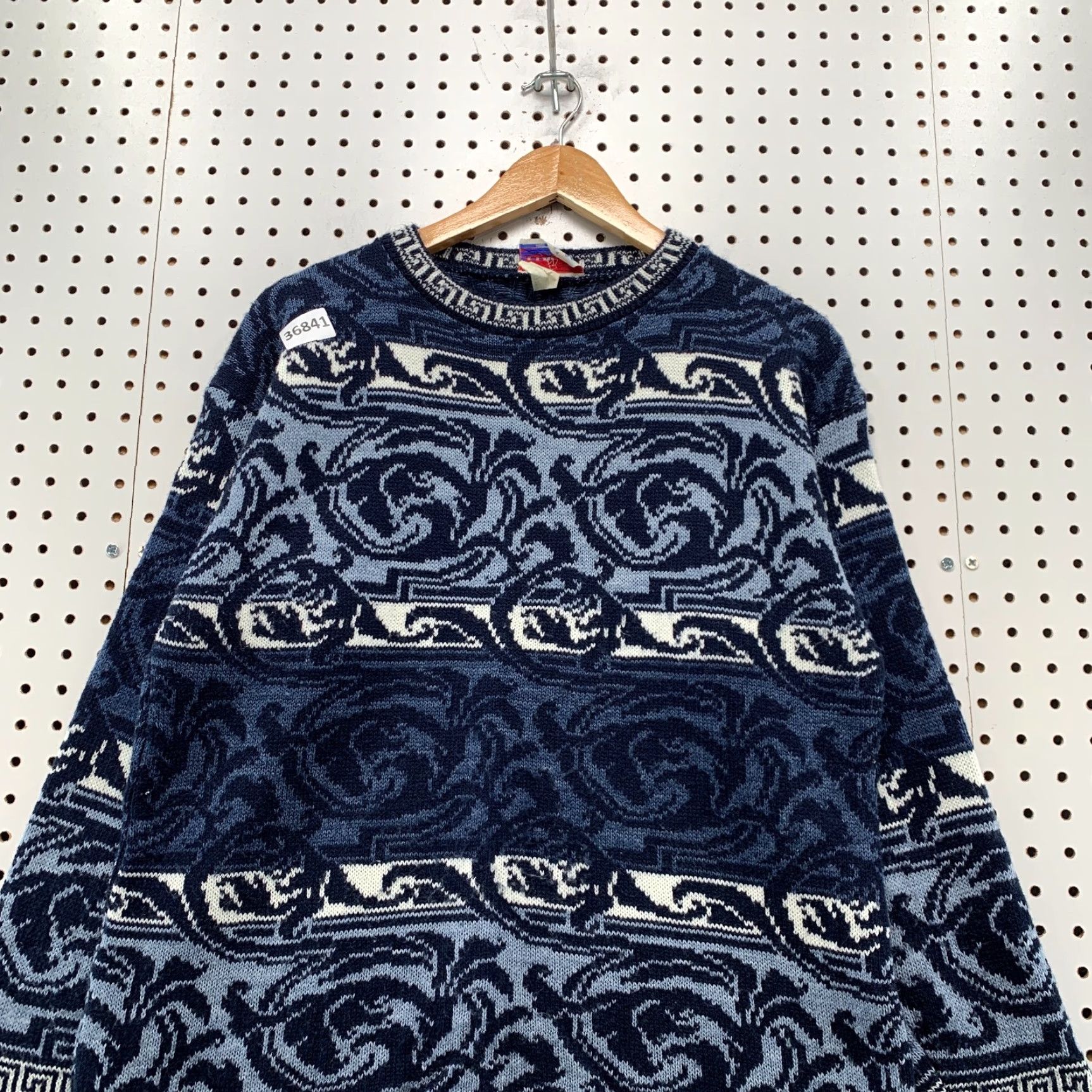 Vintage VINTAGE JJ Poole Knit Sweater Mens Medium Blue Paisley Acrylic Pullover USA Size US M / EU 48-50 / 2 - 2 Thumbnail