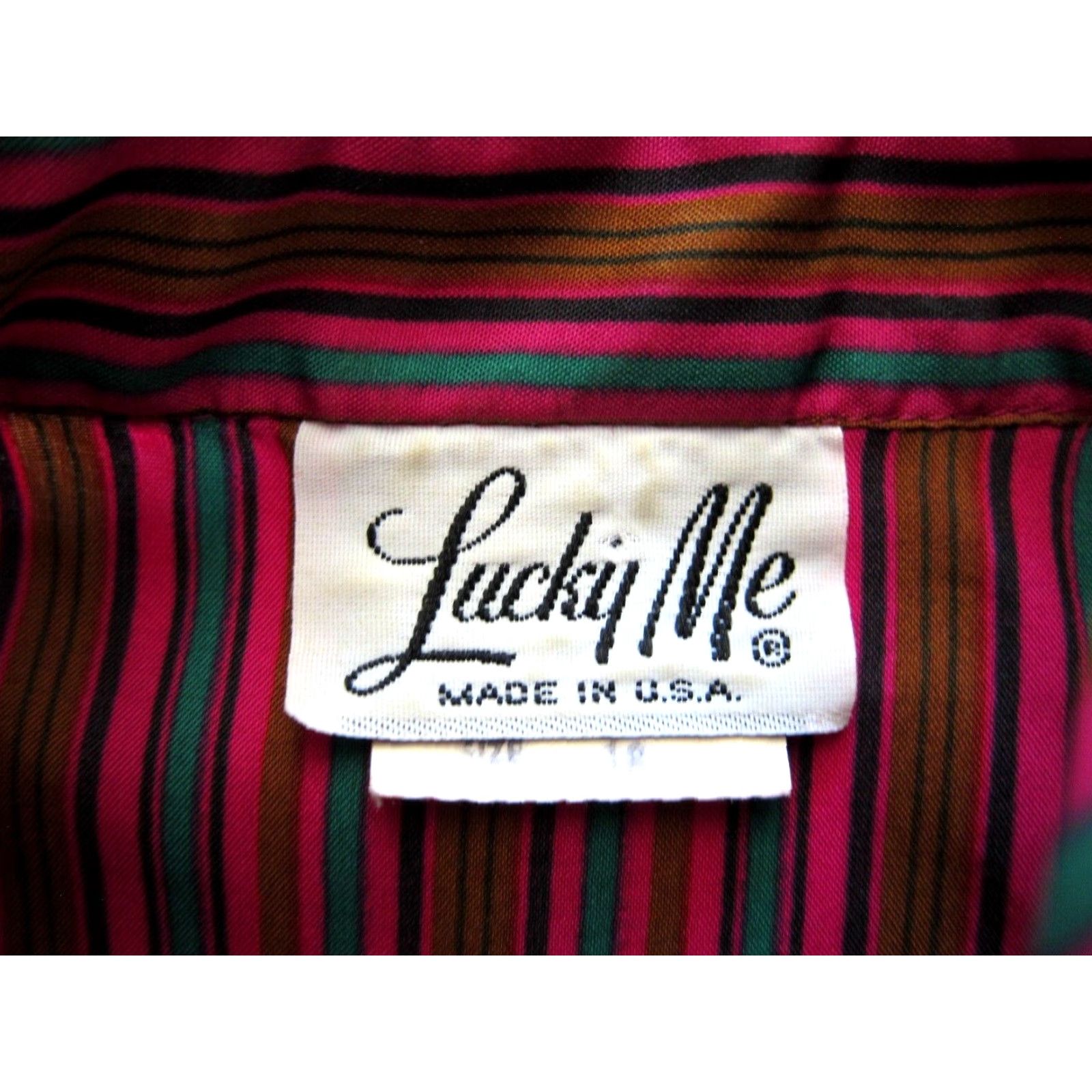 Vintage VINTAGE Lucky Me Pink Blouse Striped High Neck Long Sleeve Ruffle Button Large Women Size L / US 10 / IT 46 - 4 Thumbnail