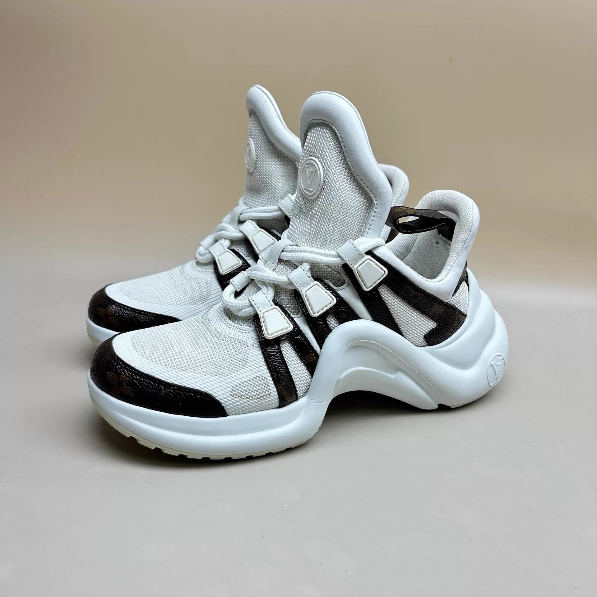 Louis Vuitton LV Monogram White Brown Arch Dad Sneaker 35.5 95New Size US 5 / IT 35 - 1 Thumbnail