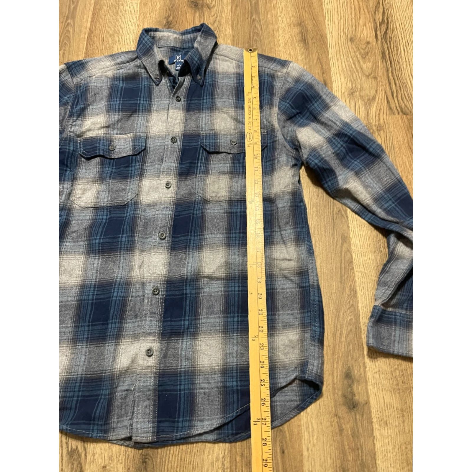 George George Shirt, Men's Small, Plaid, Button Up, Long Sleeve, Pocket, Blue Gray, Regular Fit, George, Men, Button-Up, Casual Size US S / EU 44-46 / 1 - 6 Thumbnail